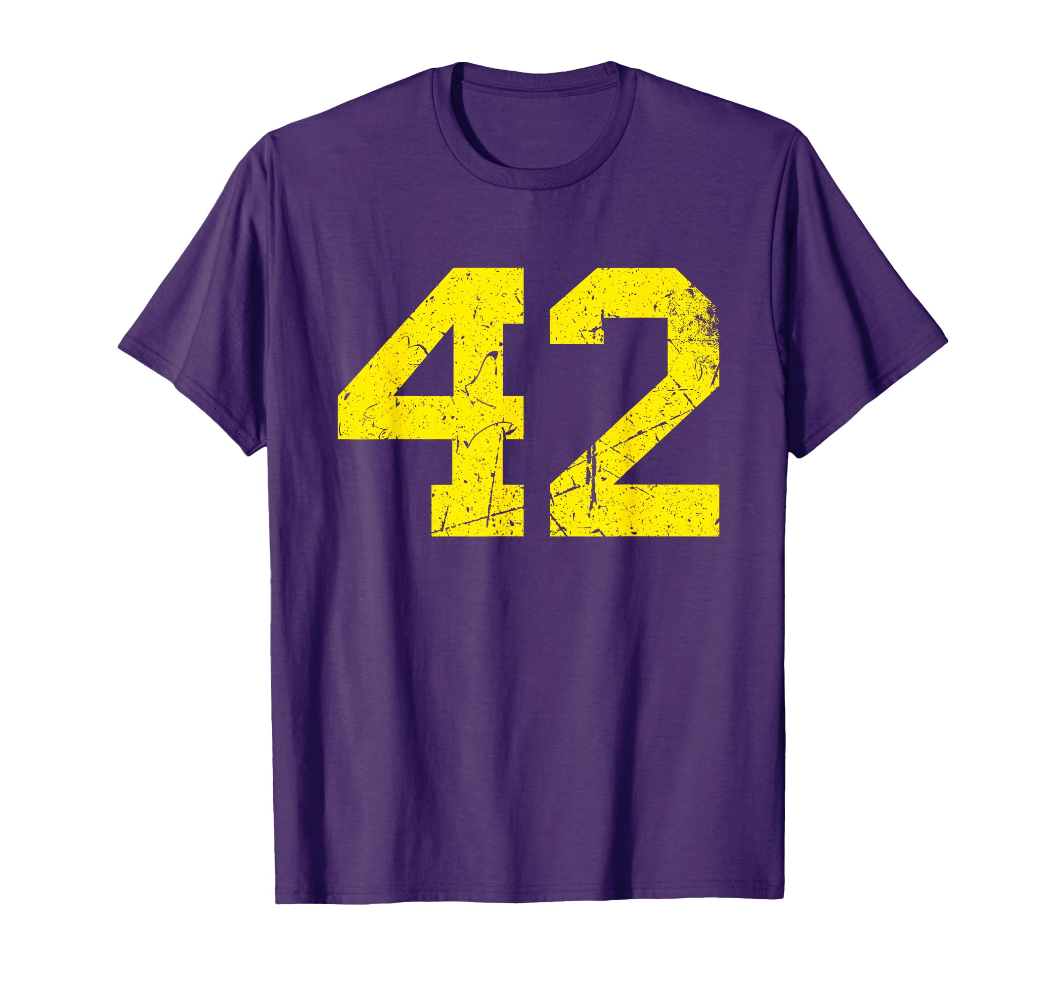 Yellow Number 42 Sports Team Varsity T-Shirt - Graphic Print for Adults - T-Shirt, Sweatshirt, Hoodie