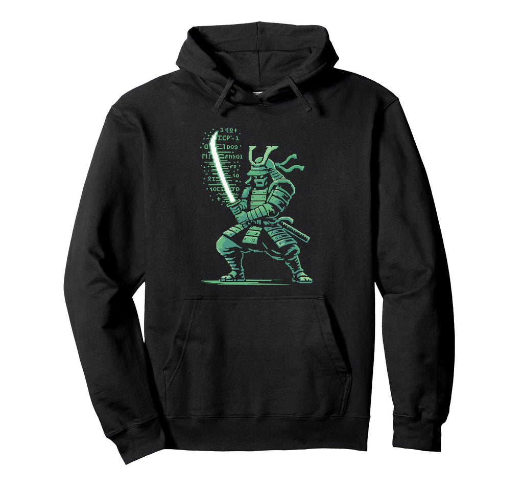 Pixel Samurai Warrior Arcade Gamer Hoodie - Minimalist Print for Adults - T-Shirt, Sweatshirt, Hoodie