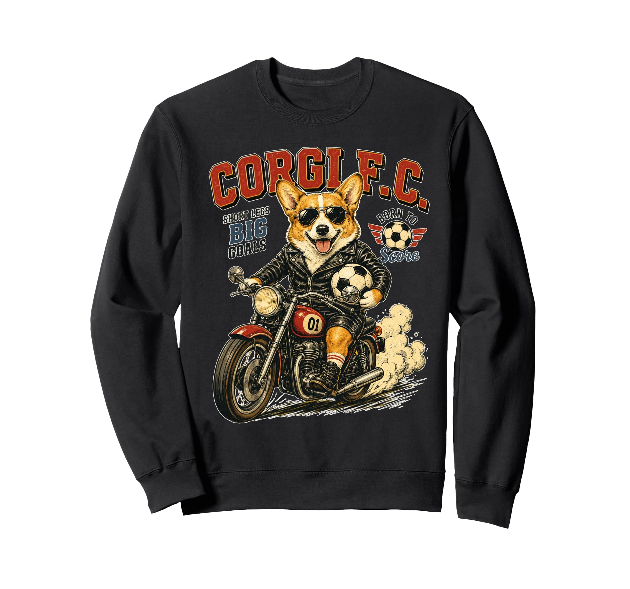 Pembroke Welsh Corgi Motorbike Sweatshirt - Minimalist Print Men Women - T-Shirt, Sweatshirt, Hoodie