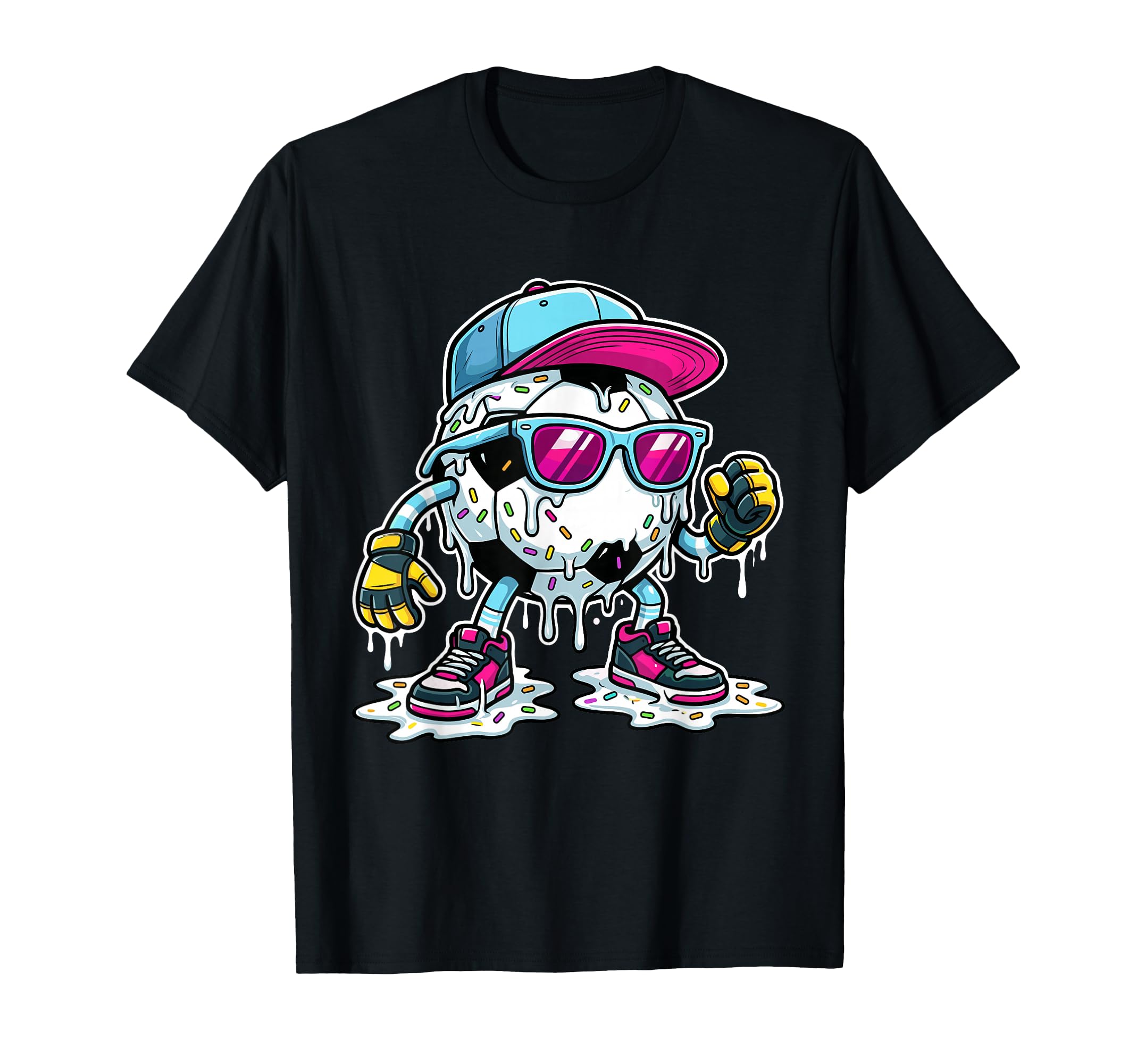 Soccer Ball Melting Ice Cream Drip T-Shirt - Fun Novelty Design Unisex - T-Shirt, Sweatshirt, Hoodie