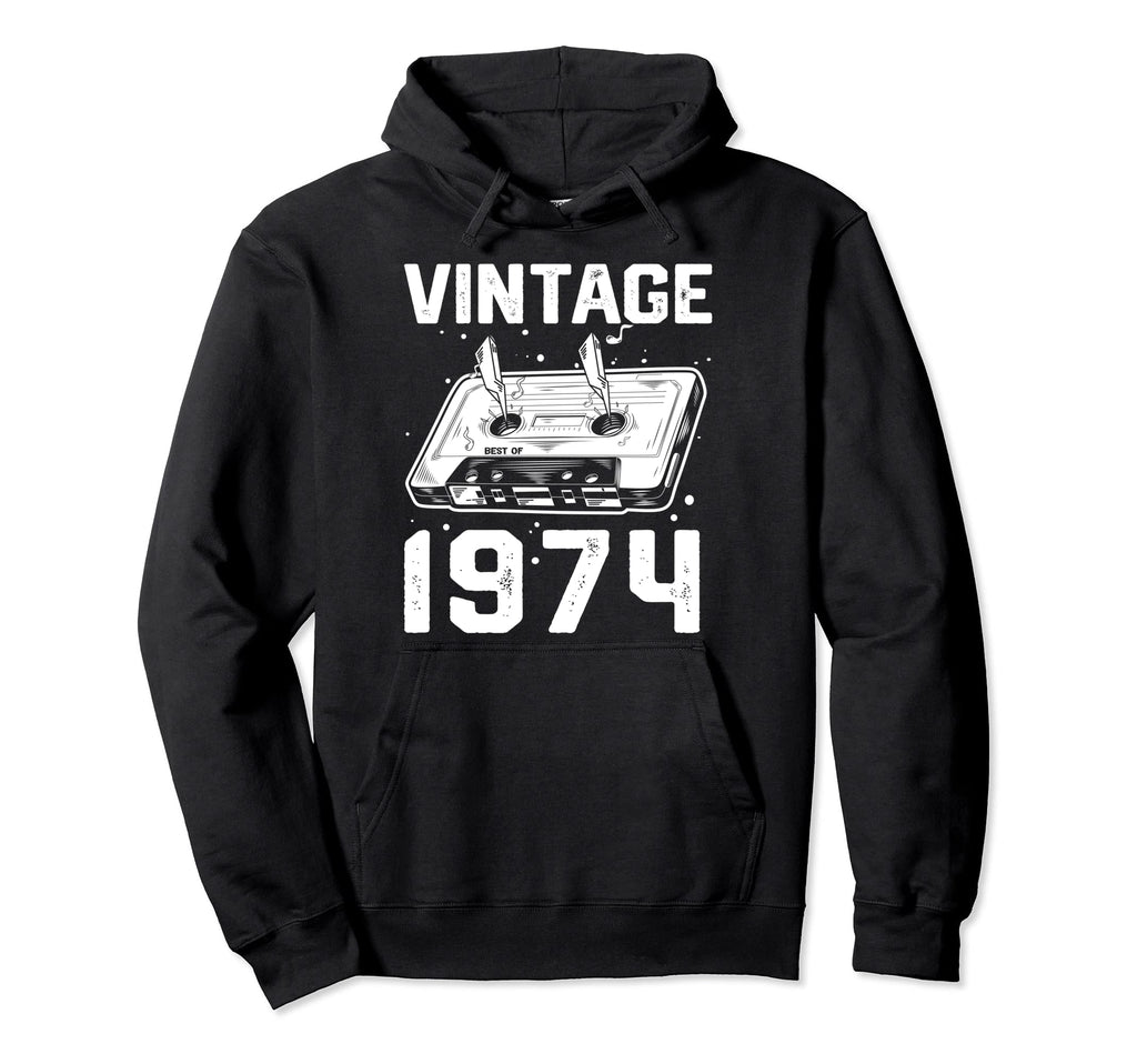 Birthday Best 1974 Bday 1974 Cassette Tape Hoodie - Graphic Print Unisex - T-Shirt, Sweatshirt, Hoodie