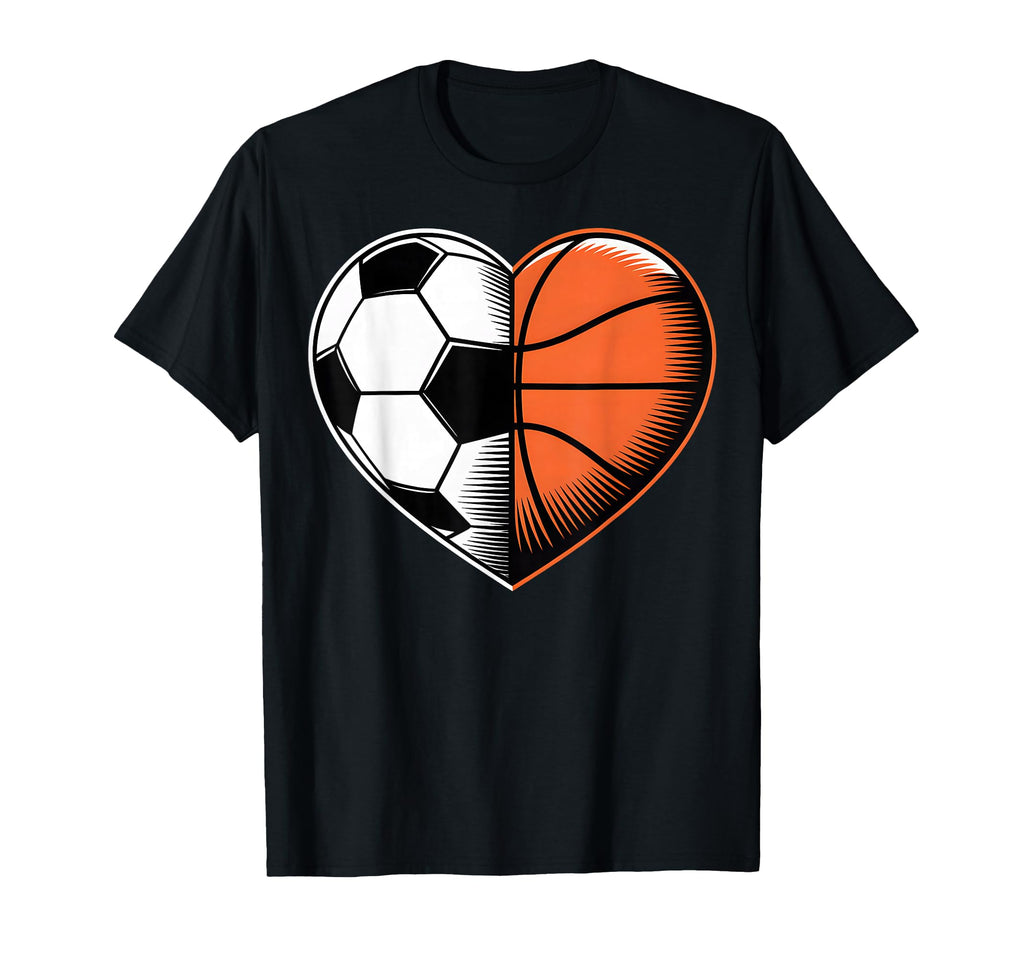 Soccer Basketball Heart Sports T-Shirt - Casual Everyday Wear for Adults - T-Shirt, Sweatshirt, Hoodie