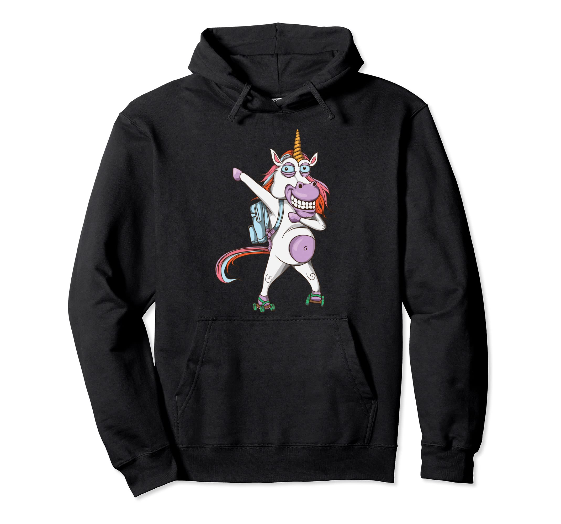 Crazy Unicorn Roller Skates 80S Hoodie - Minimalist Print for Adults - T-Shirt, Sweatshirt, Hoodie