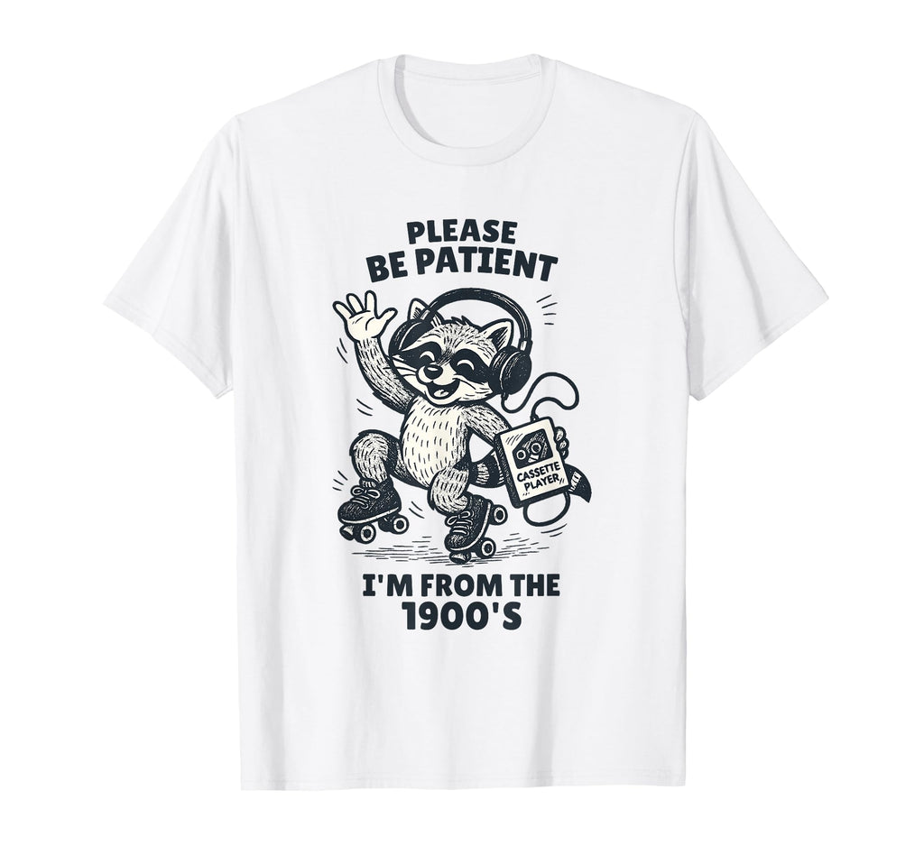 1900S Raccoon Roller Skater Cassette T-Shirt - Trendy Graphic Men Women - T-Shirt, Sweatshirt, Hoodie
