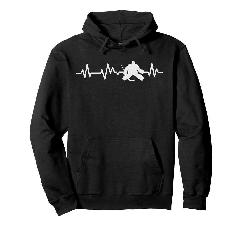 Ice Hockey Goalie Heartbeat Line Hoodie - Trendy Graphic Men Women - T-Shirt, Sweatshirt, Hoodie