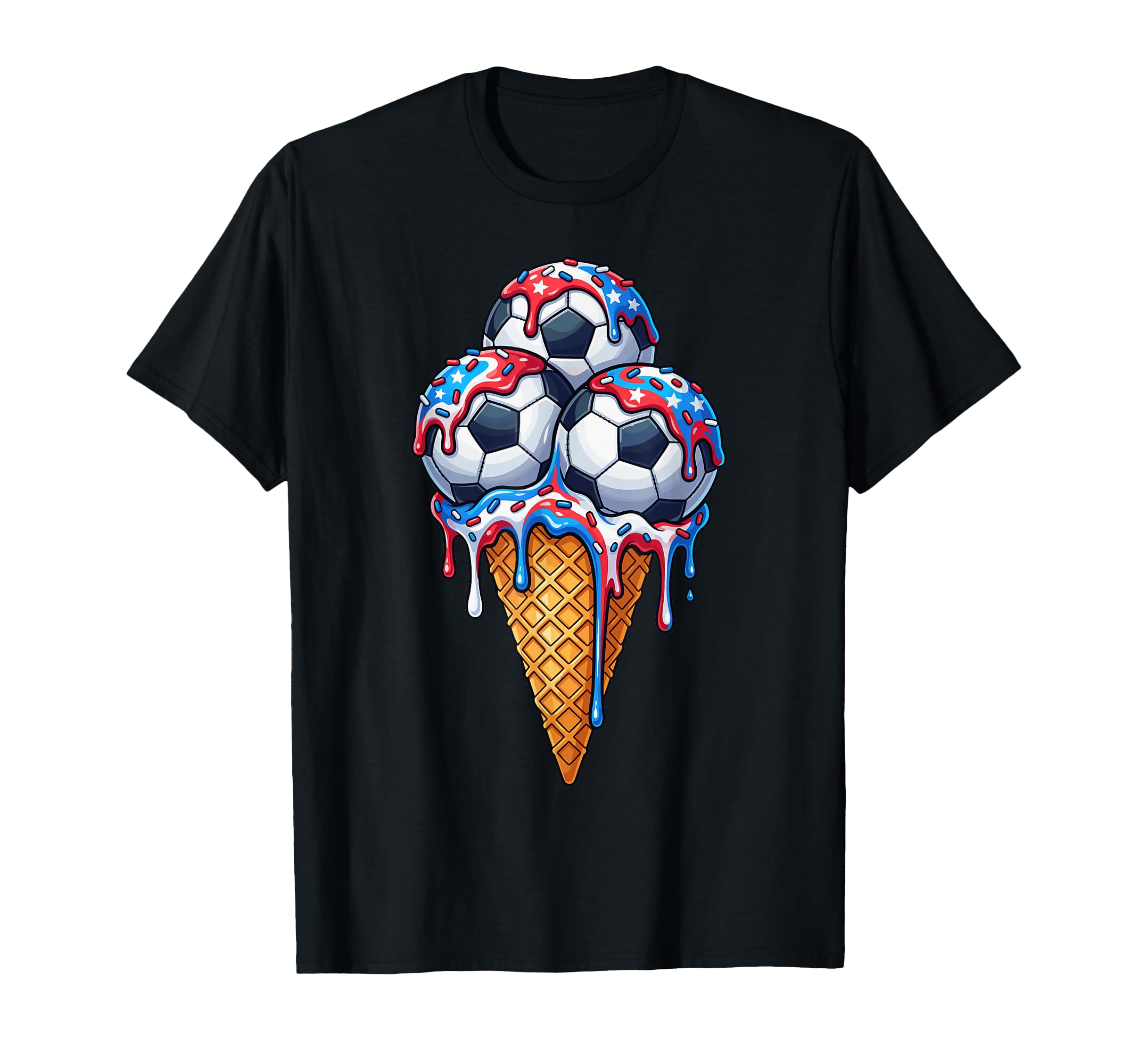 Red White And Blue Soccer Balls Ice T-Shirt - Minimalist Print for Adults - T-Shirt, Sweatshirt, Hoodie