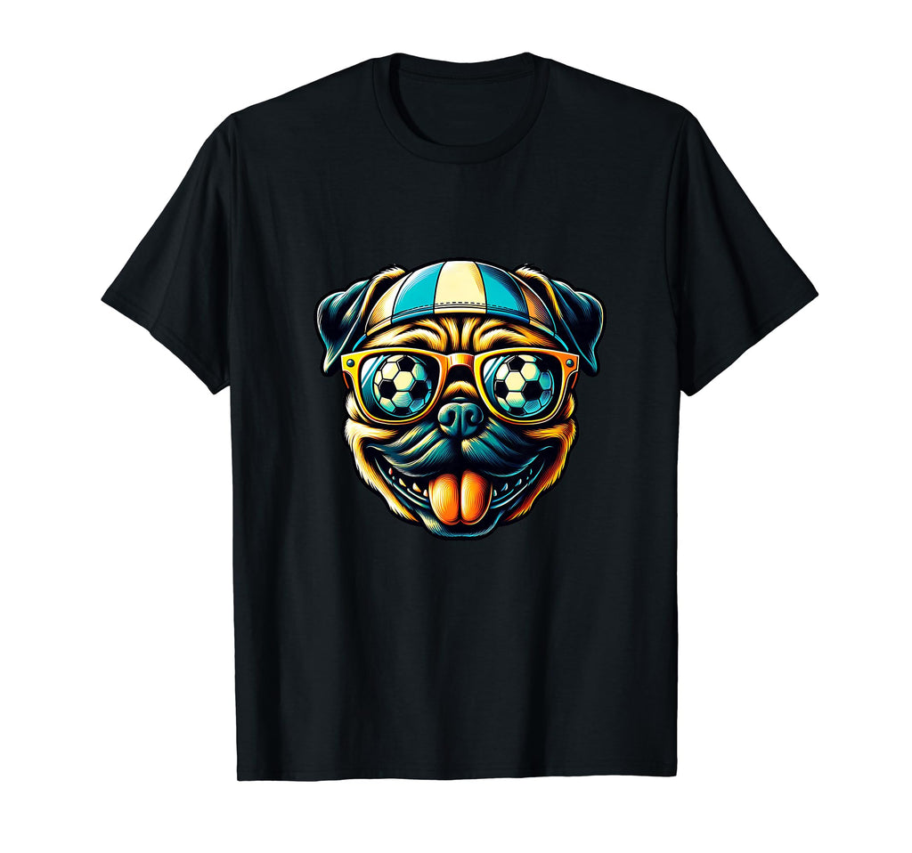 Pug Dog Soccer Ball Champion Fan T-Shirt - Custom Art Print Unisex - T-Shirt, Sweatshirt, Hoodie