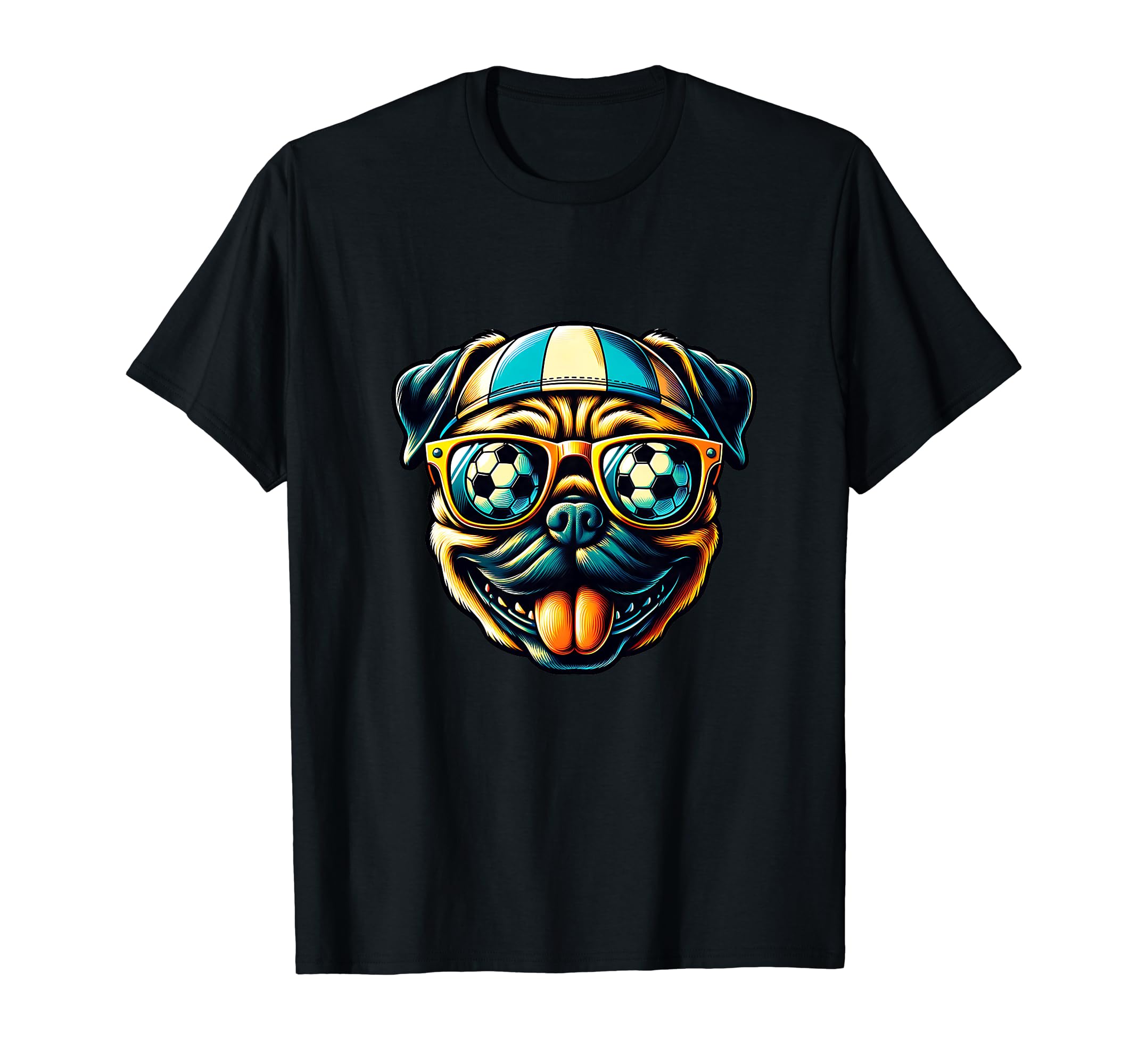Pug Dog Soccer Ball Champion Fan T-Shirt - Custom Art Print Unisex - T-Shirt, Sweatshirt, Hoodie