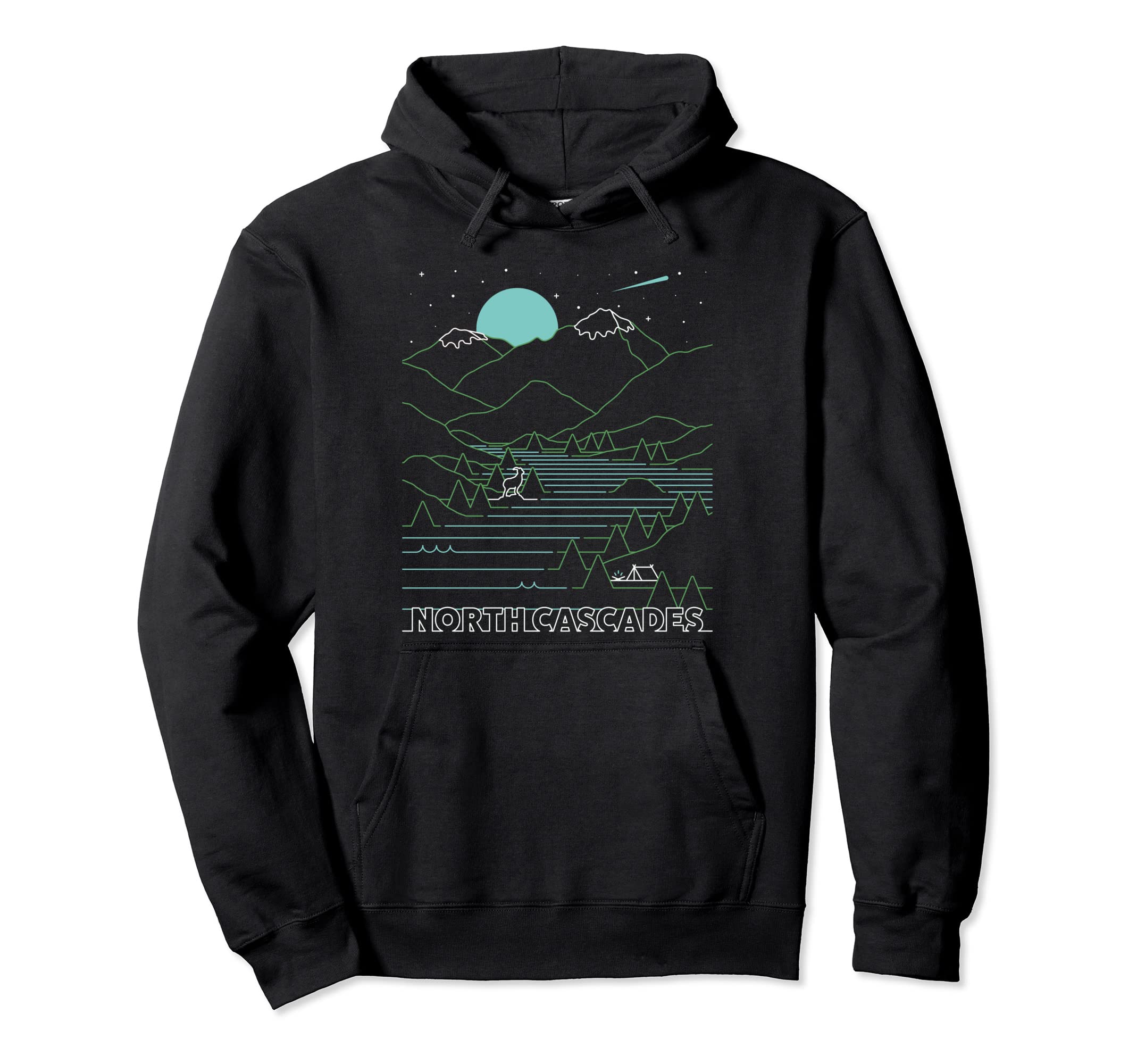 Night Time North Cascades National Park Hoodie - Novelty Apparel Unisex - T-Shirt, Sweatshirt, Hoodie