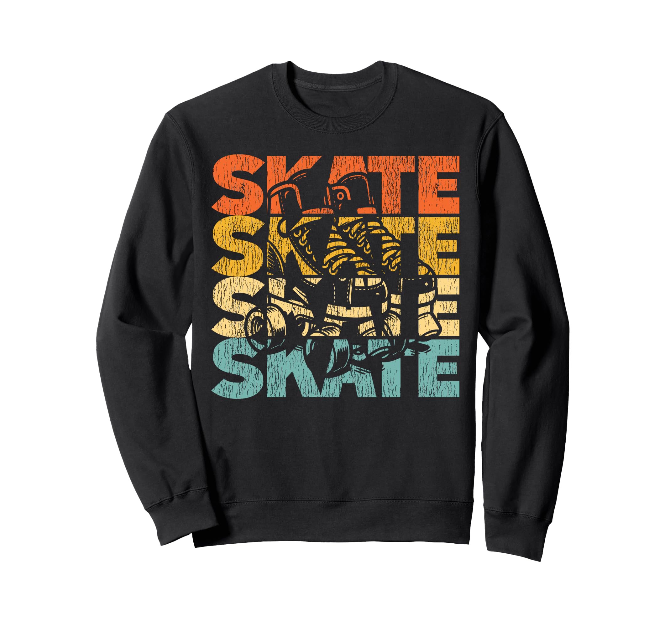 Roller Skating Skate 1970S Black Sweatshirt - Minimalist Print for Adults - T-Shirt, Sweatshirt, Hoodie