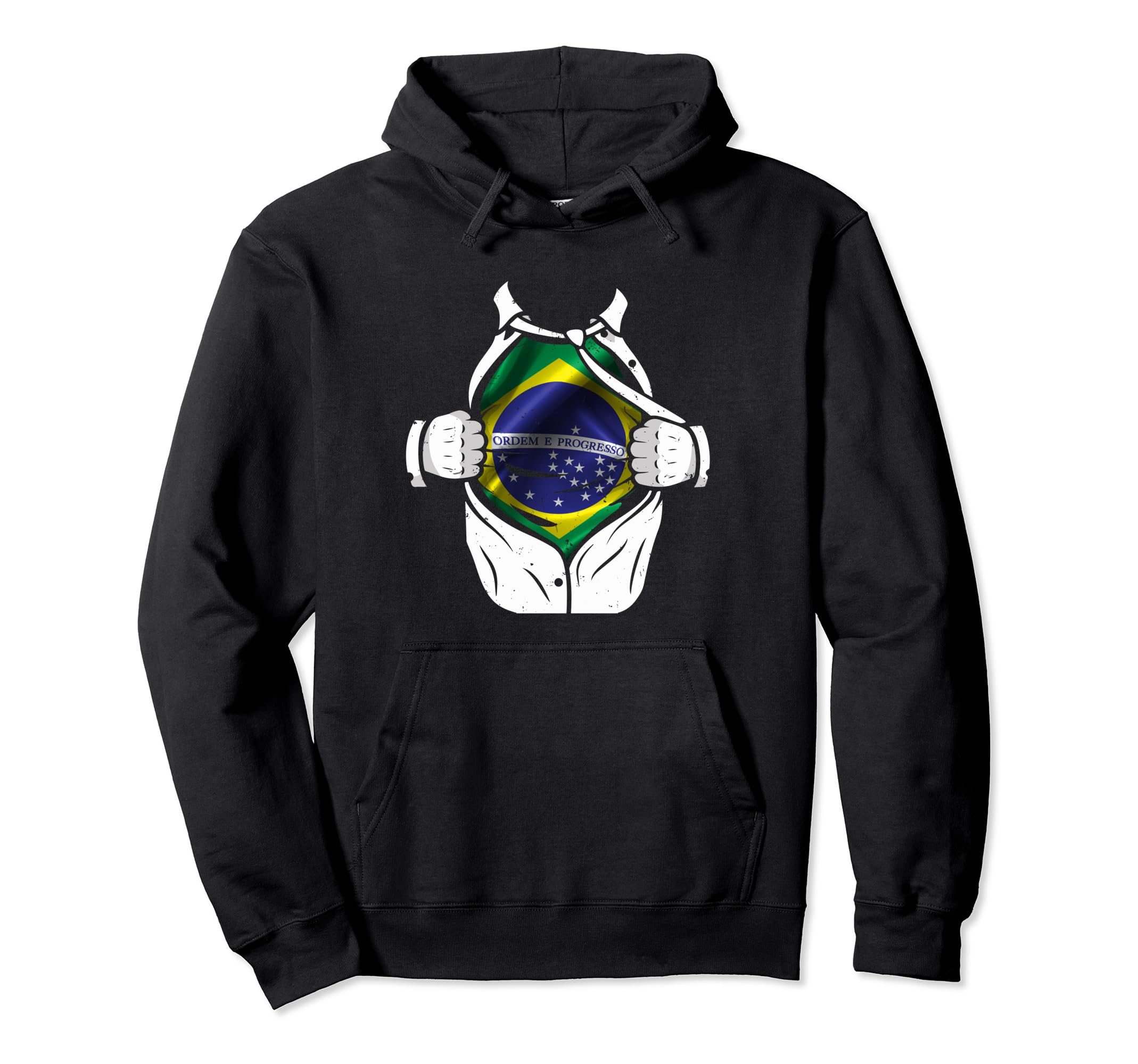 Superhero Flag I Love Brazil Designer Art Hoodie - Minimalist Print Unisex - T-Shirt, Sweatshirt, Hoodie