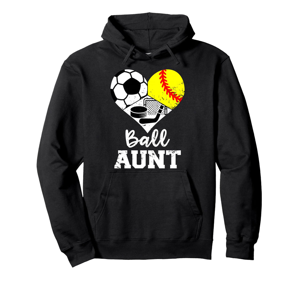 Ball Aunt Heart Funny Soccer Hoodie - Casual Everyday Wear Men Women - T-Shirt, Sweatshirt, Hoodie
