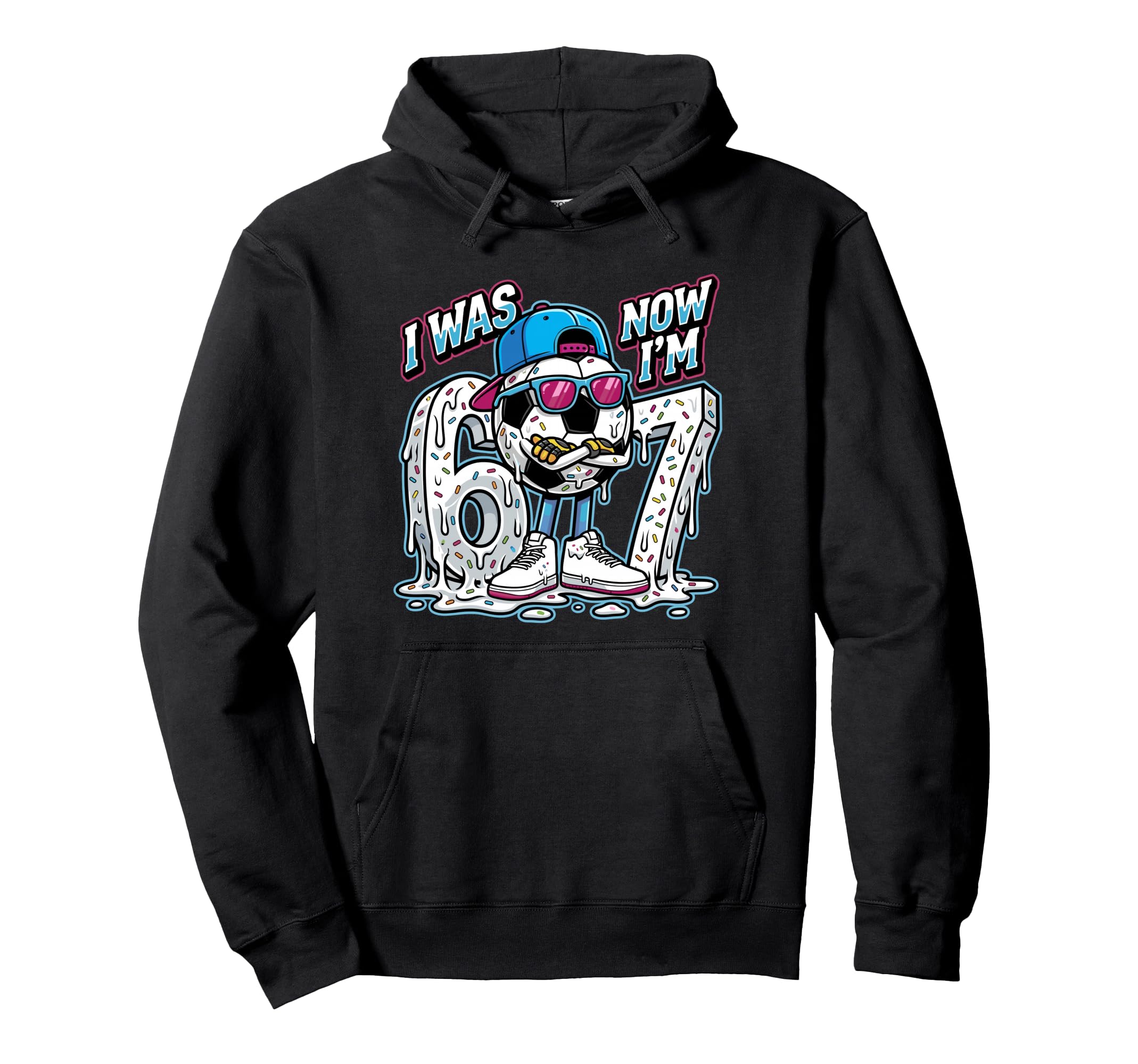 I Was 6 Now Im 7 Birthday Soccer Ball Hoodie - Custom Art Print Men Women - T-Shirt, Sweatshirt, Hoodie