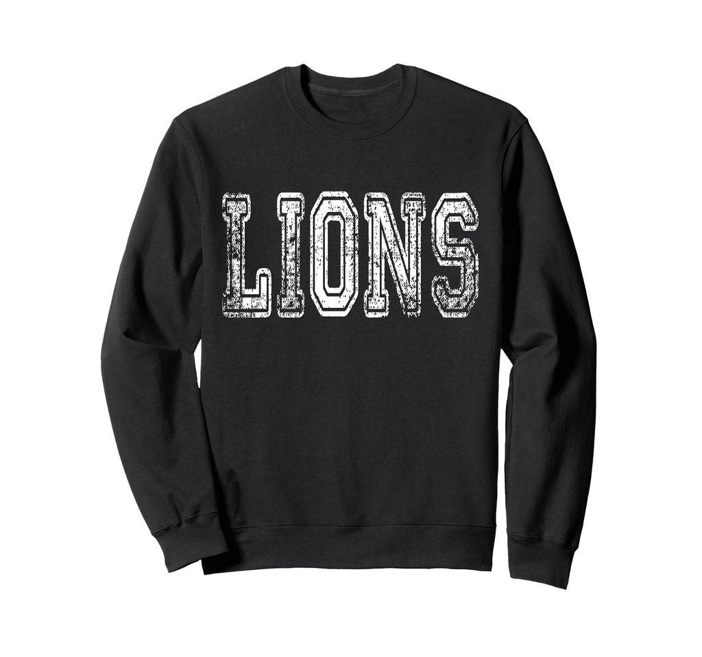 Lions Mascot Distressed School Sweatshirt - Casual Everyday Wear Unisex - T-Shirt, Sweatshirt, Hoodie