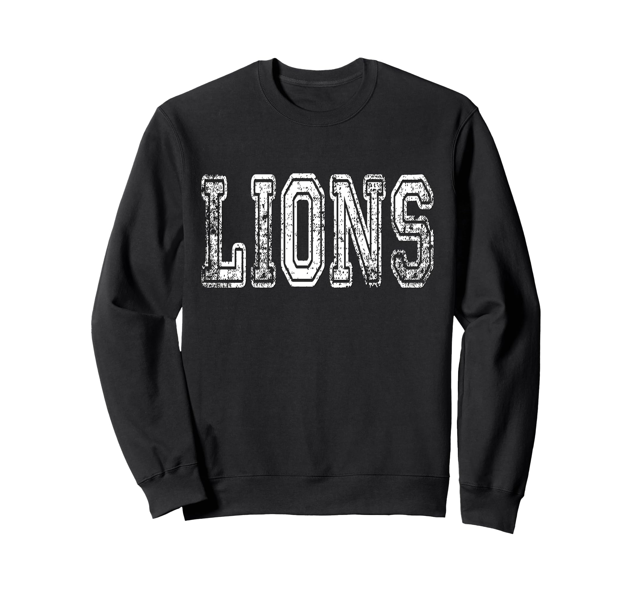 Lions Mascot Distressed School Sweatshirt - Casual Everyday Wear Unisex - T-Shirt, Sweatshirt, Hoodie