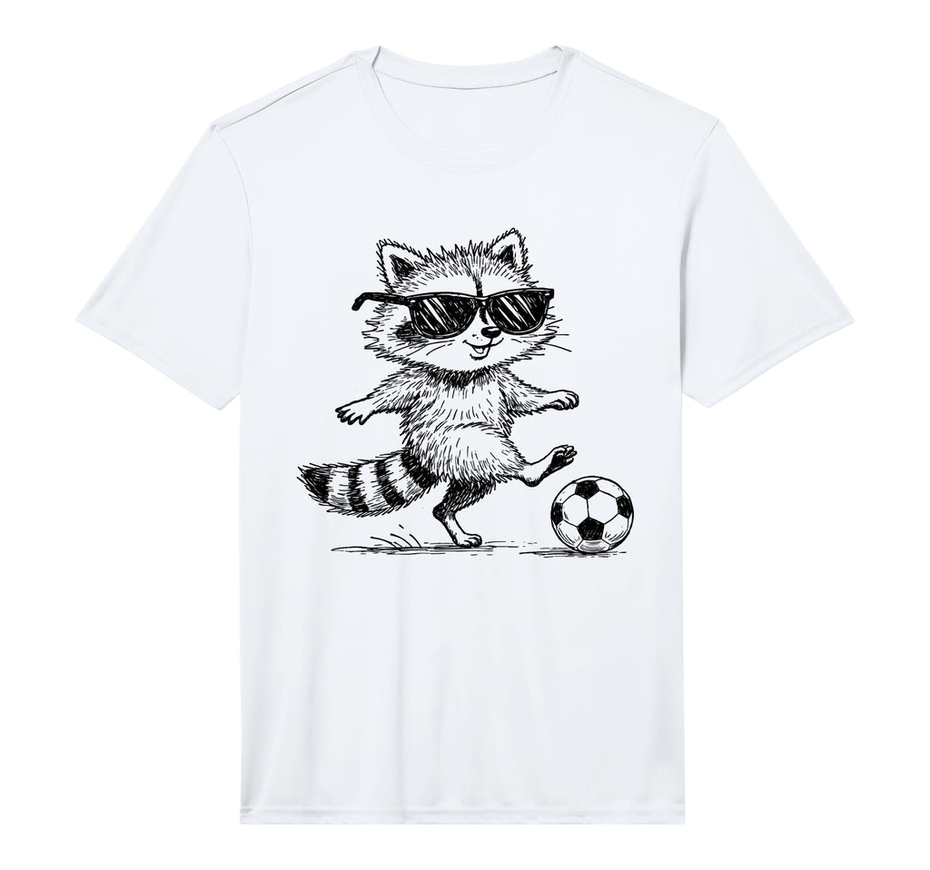 Mens Raccoon Soccer Player T-Shirt - Minimalist Print for Adults - T-Shirt, Sweatshirt, Hoodie