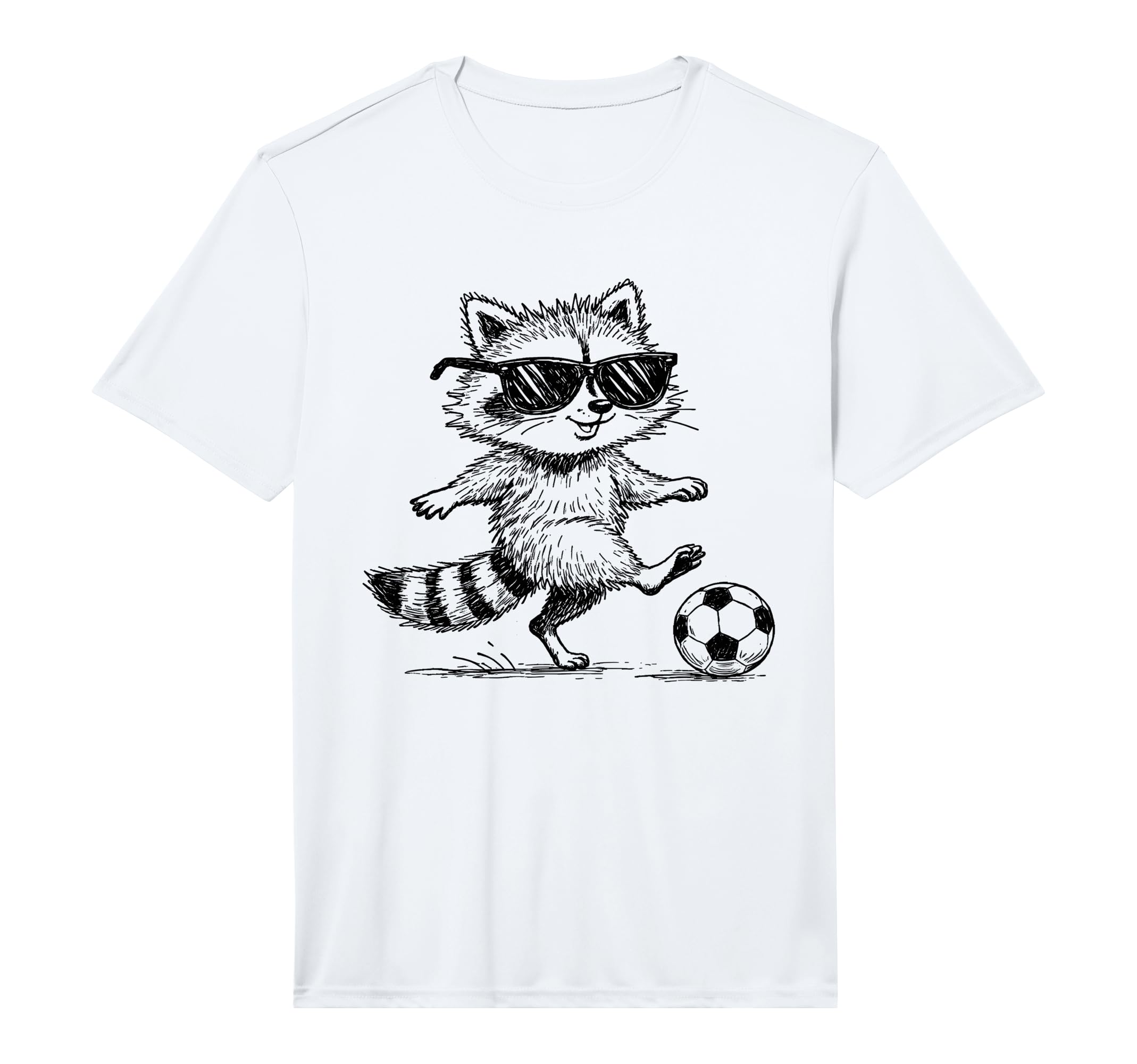 Mens Raccoon Soccer Player T-Shirt - Minimalist Print for Adults - T-Shirt, Sweatshirt, Hoodie
