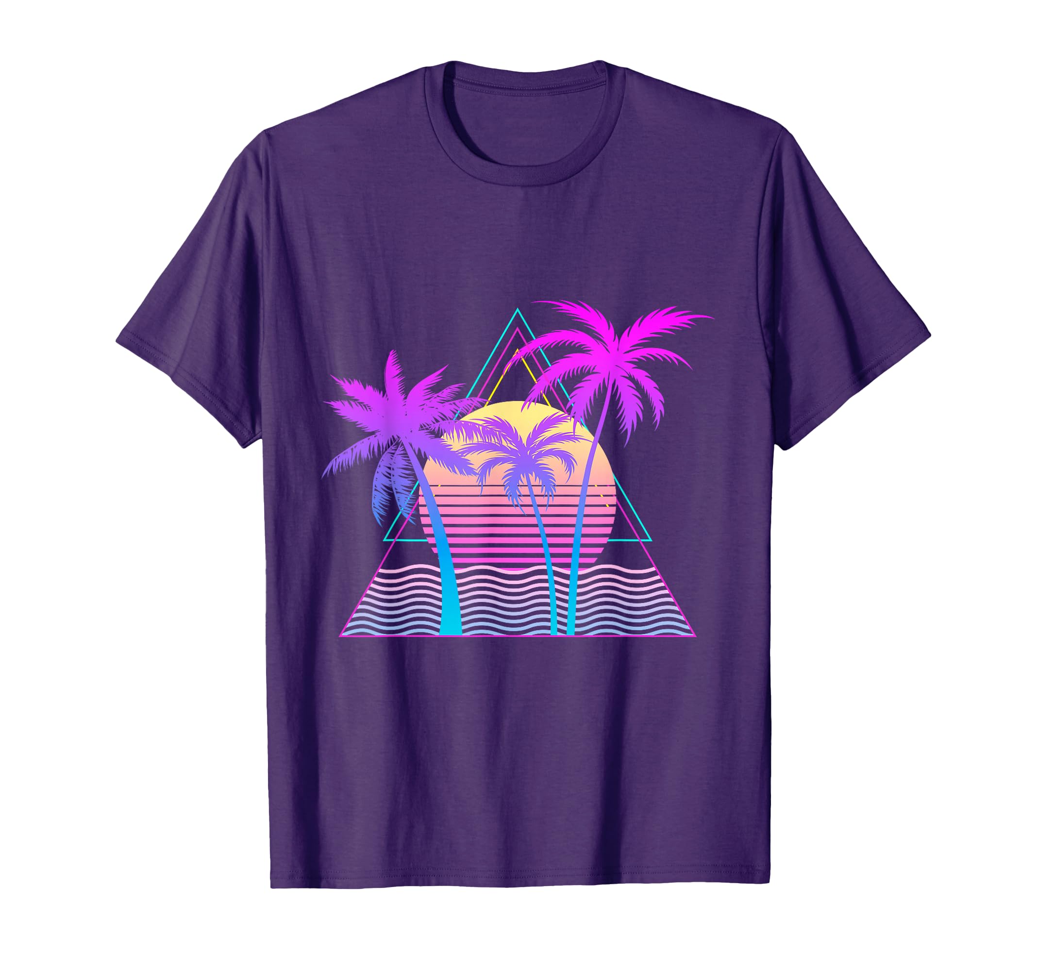 1980S 1990S Vaporwave Palm Trees Beach T-Shirt - Trendy Graphic Men Women - T-Shirt, Sweatshirt, Hoodie