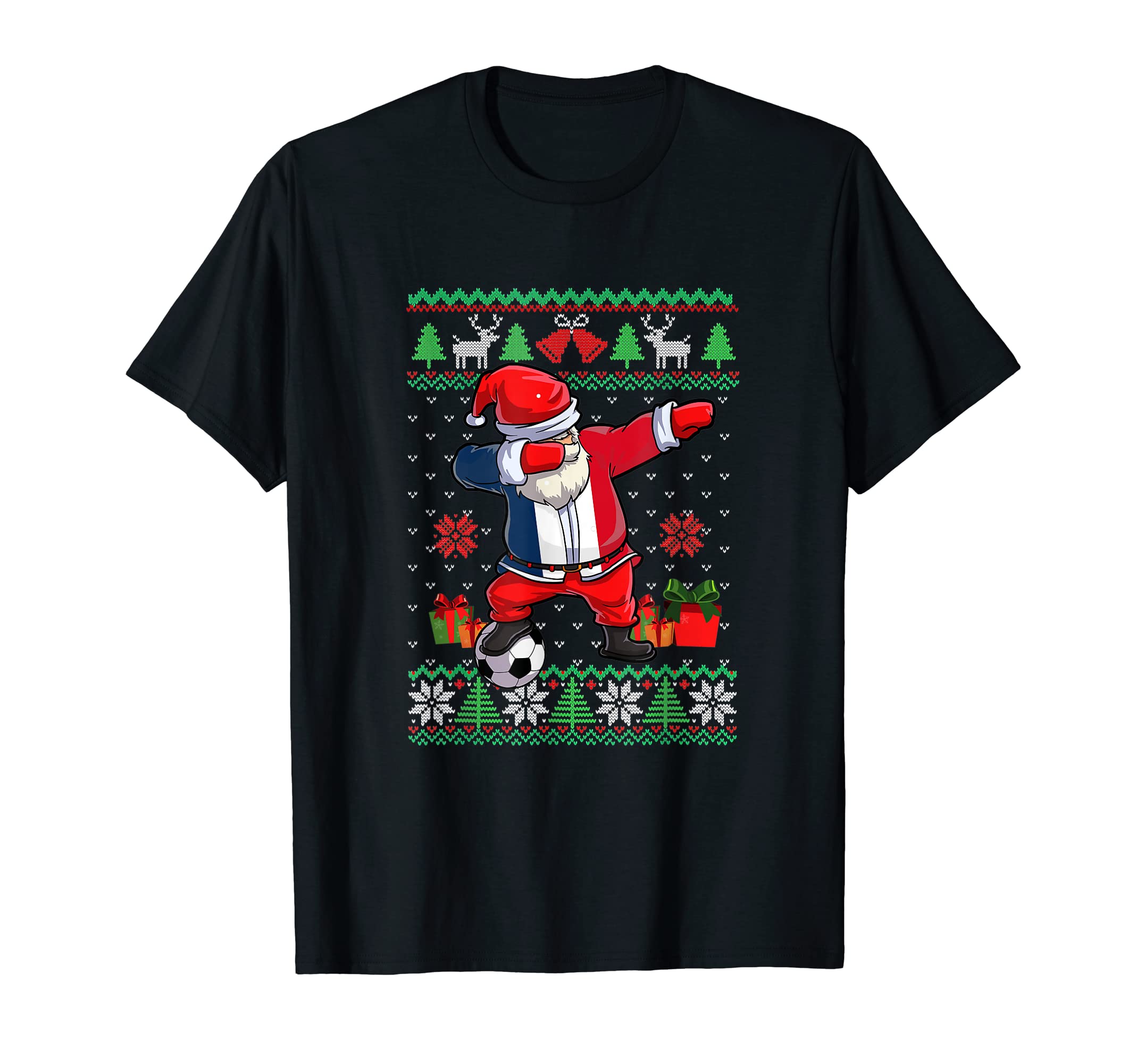 Soccer Dabbing Santa France Flag T-Shirt - Aesthetic Graphic for Adults - T-Shirt, Sweatshirt, Hoodie
