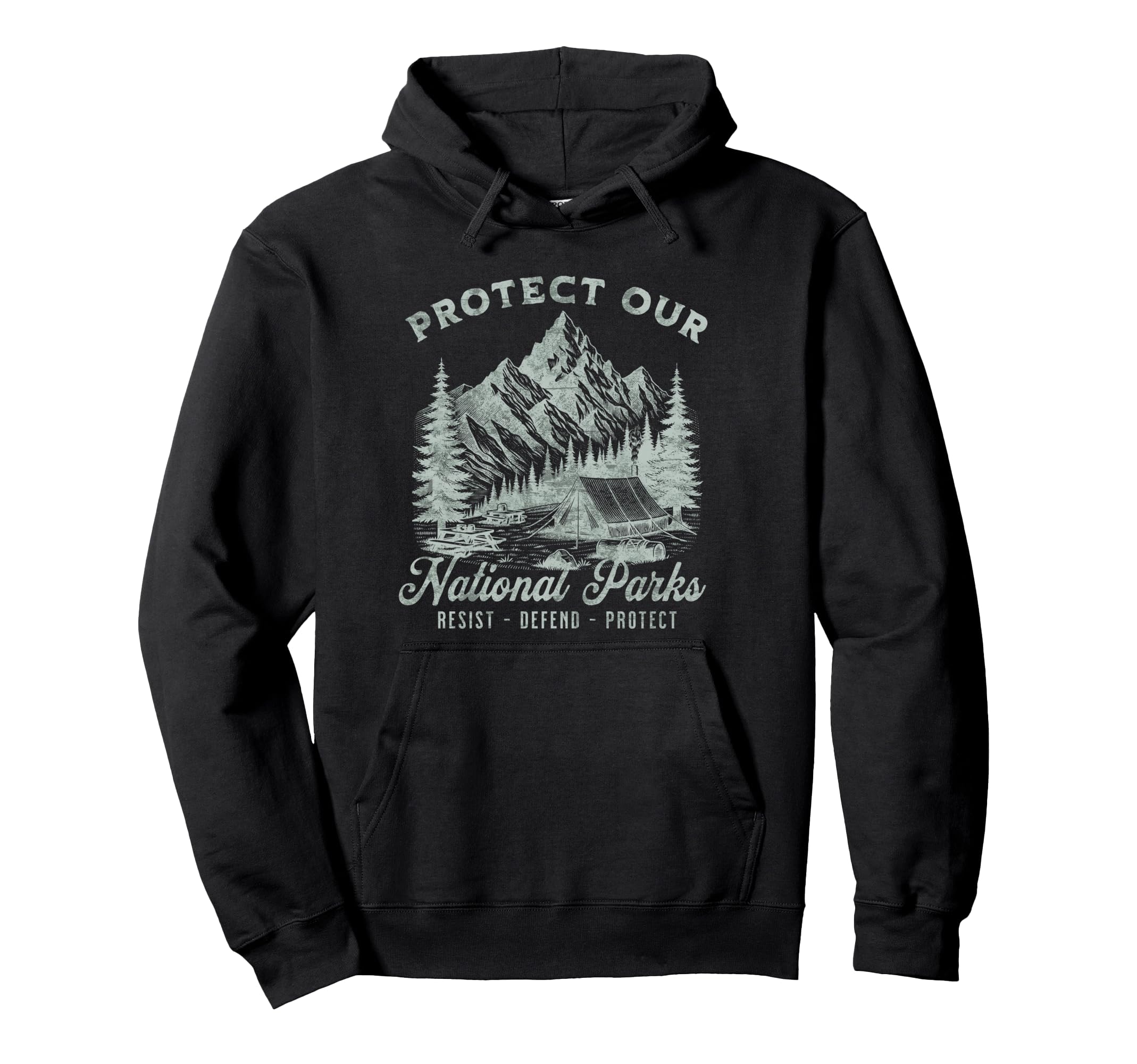 Protect National Parks Defend Hiking Hoodie - Custom Art Print for Adults - T-Shirt, Sweatshirt, Hoodie