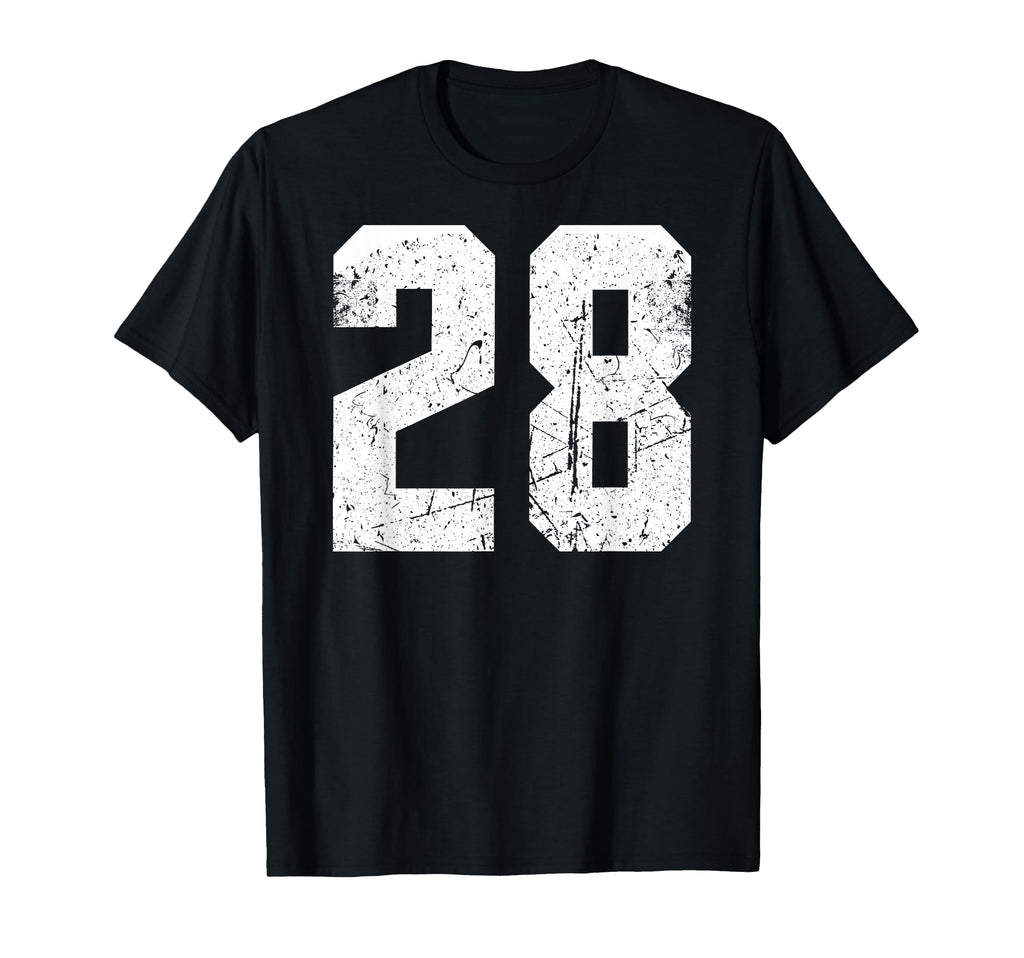 Number 28 White Sports Team Varsity T-Shirt - Unique Graphic for Adults - T-Shirt, Sweatshirt, Hoodie