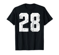 Number 28 White Sports Team Varsity T-Shirt - Unique Graphic for Adults - T-Shirt, Sweatshirt, Hoodie