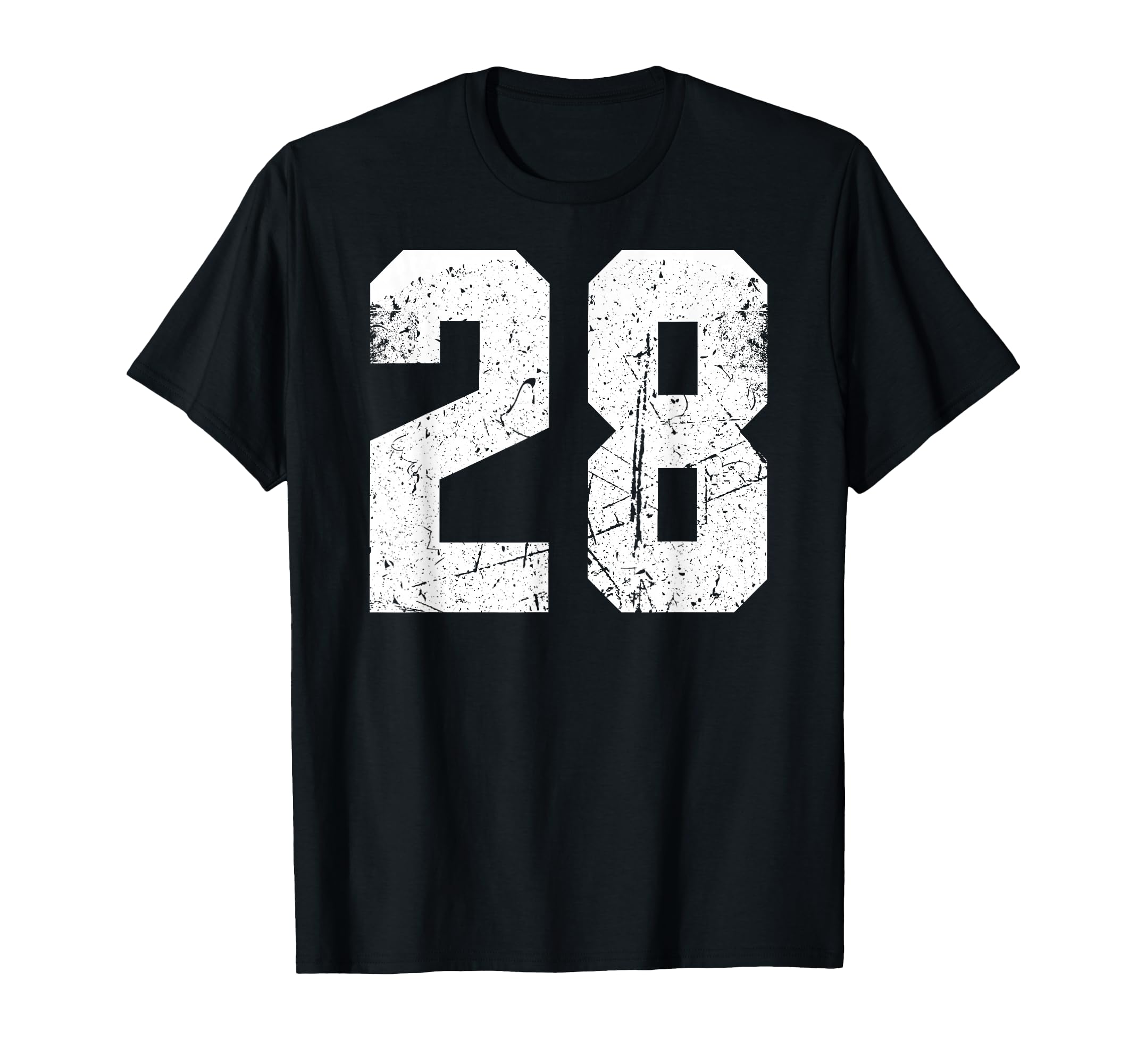 Number 28 White Sports Team Varsity T-Shirt - Unique Graphic for Adults - T-Shirt, Sweatshirt, Hoodie