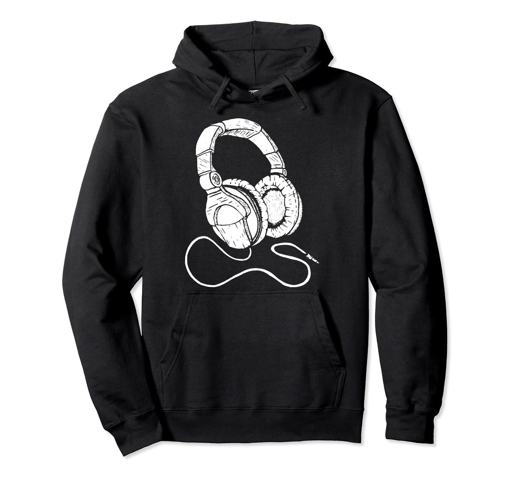 Hip Hop Over Ear Headphones Old School Hoodie - Minimalist Print Unisex - T-Shirt, Sweatshirt, Hoodie