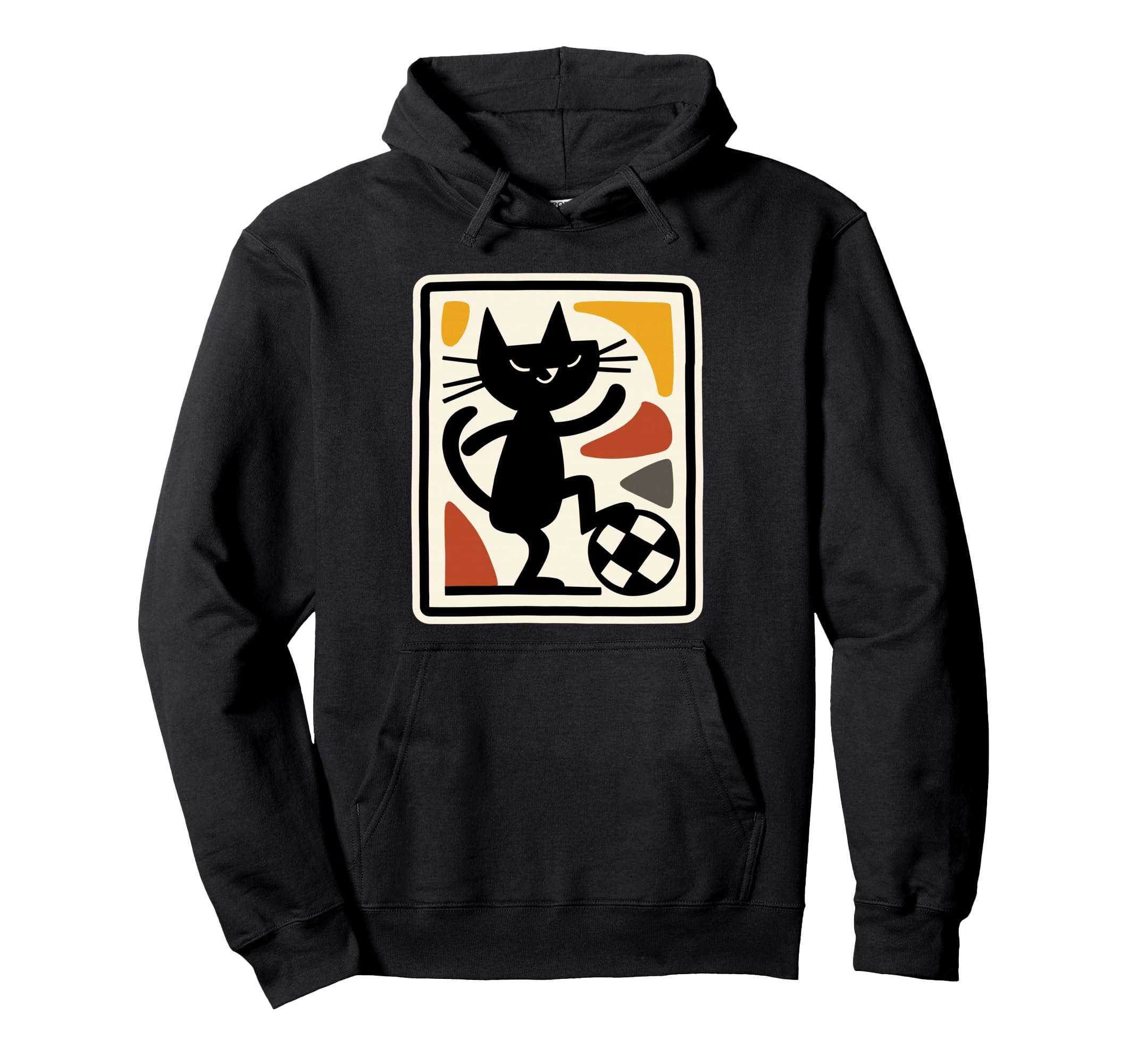 Black Cat Playing Soccer Sports Artwork Hoodie - Graphic Print Unisex - T-Shirt, Sweatshirt, Hoodie