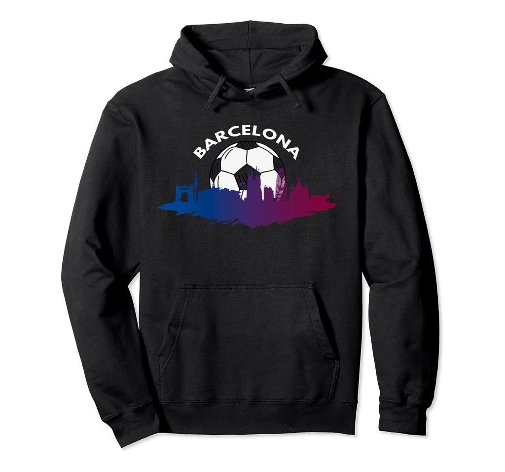 Barcelona Spain Soccer Ball Hoodie - Minimalist Print for Adults - T-Shirt, Sweatshirt, Hoodie