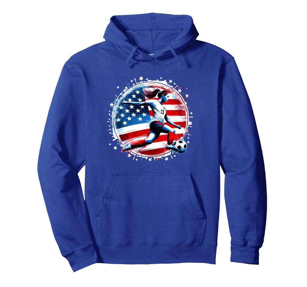 Womens Soccer American Flag Soccer Soccer Hoodie - Custom Art Print Unisex - T-Shirt, Sweatshirt, Hoodie