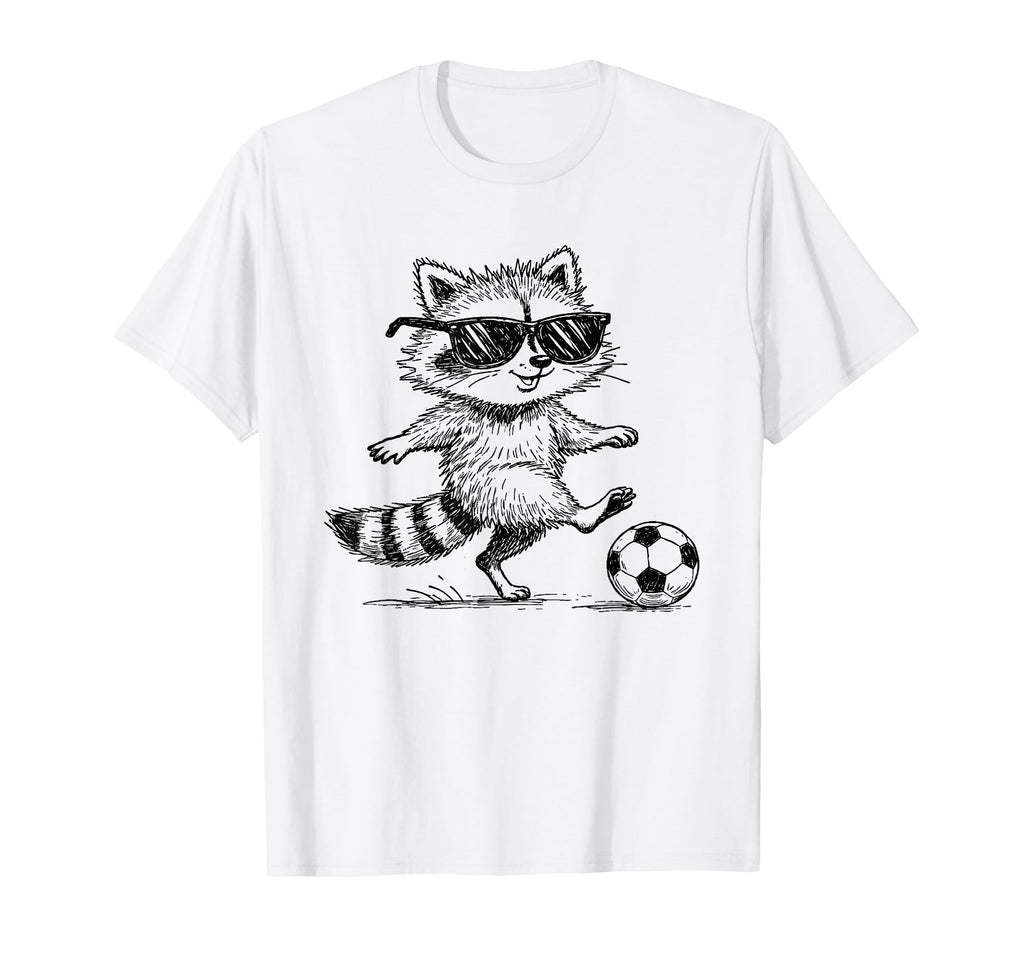 Raccoon Soccer Player Sunglasses T-Shirt - Minimalist Print for Adults - T-Shirt, Sweatshirt, Hoodie