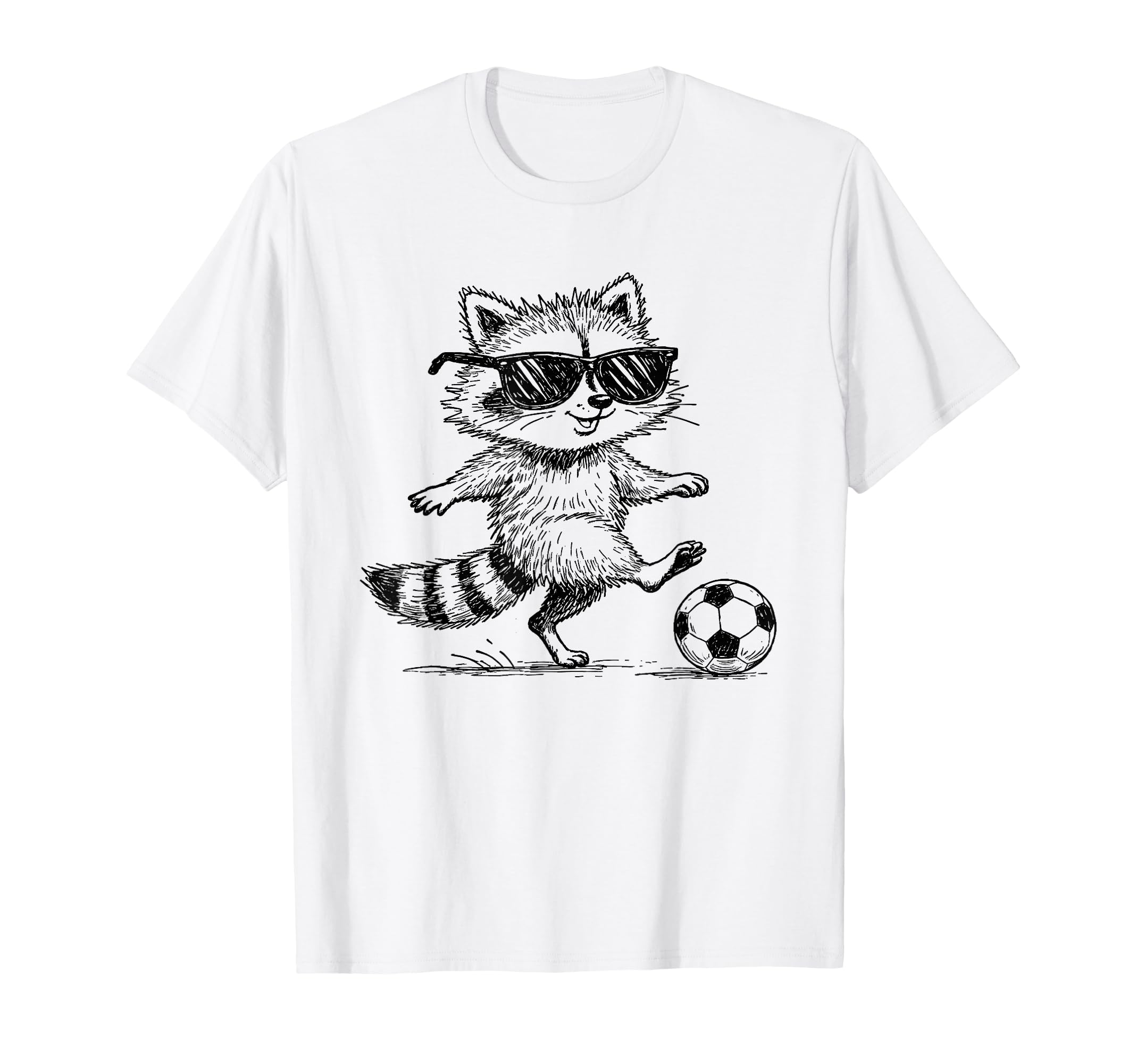 Raccoon Soccer Player Sunglasses T-Shirt - Minimalist Print for Adults - T-Shirt, Sweatshirt, Hoodie
