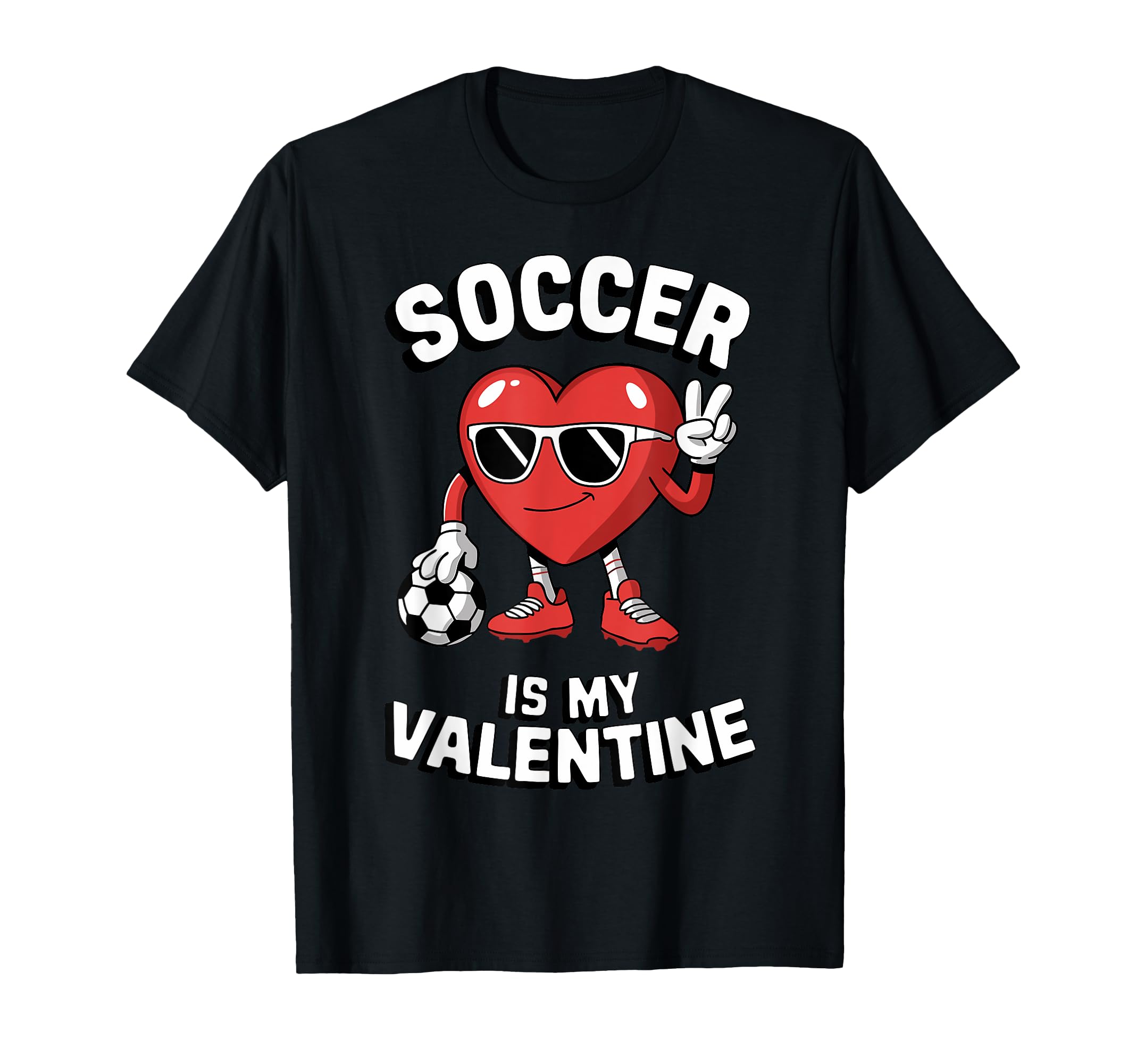 Funny Soccer Valentine Cartoon Heart T-Shirt - Unique Graphic Unisex - T-Shirt, Sweatshirt, Hoodie