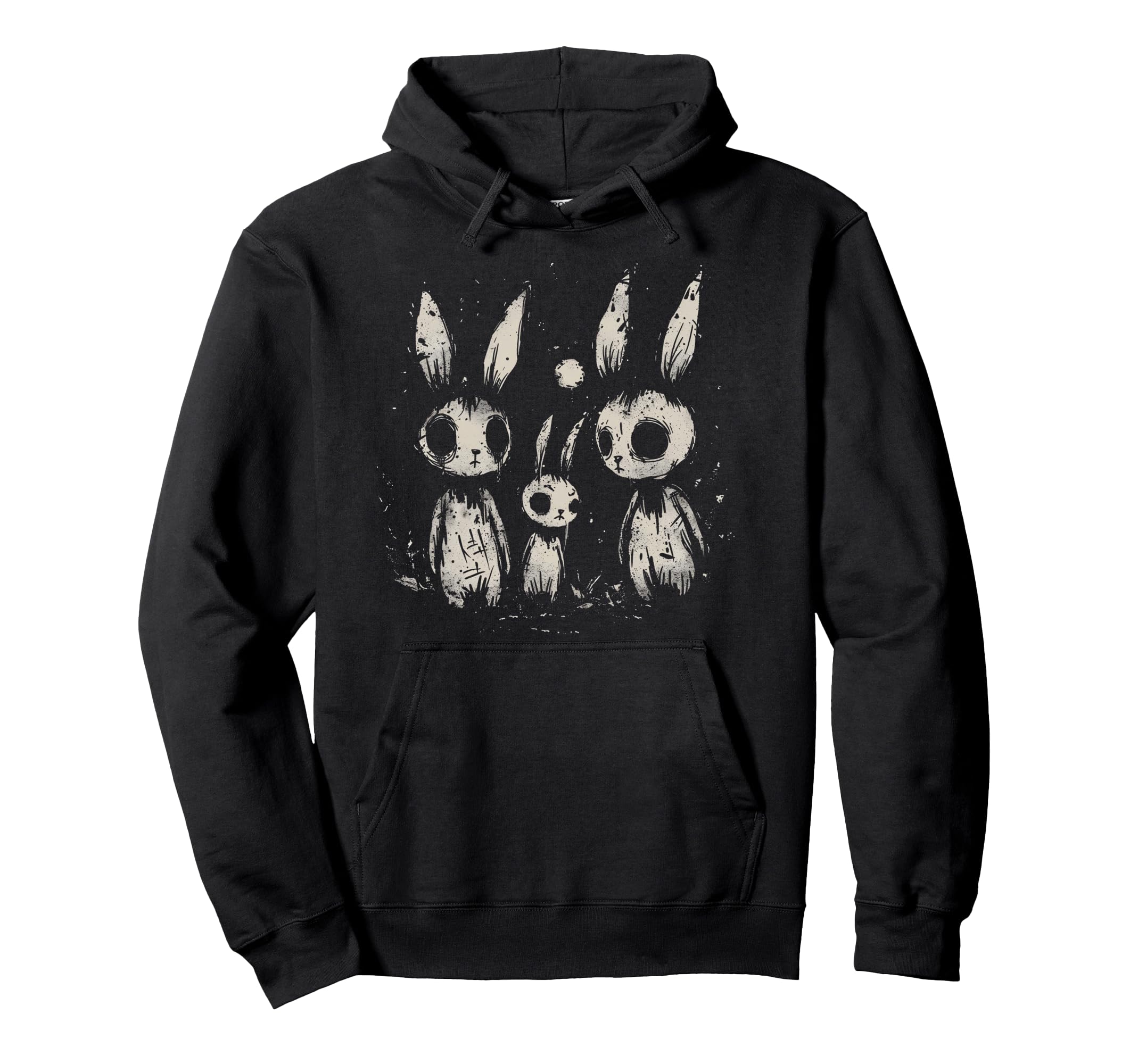 Creepy Bunny Rabbits Horror Goth Grunge Hoodie - Streetwear Style Unisex - T-Shirt, Sweatshirt, Hoodie