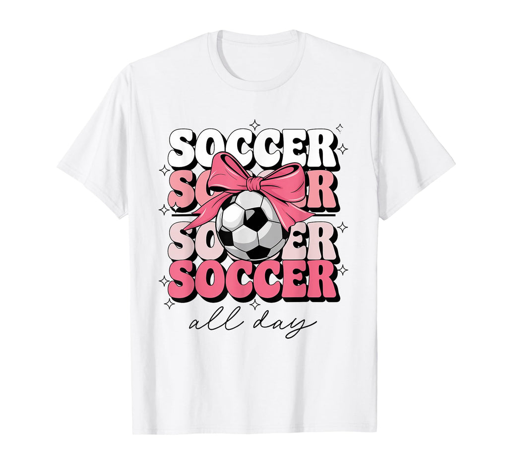 Groovy Soccer Coquette Bow Soccer T-Shirt - Fun Novelty Design for Adults - T-Shirt, Sweatshirt, Hoodie