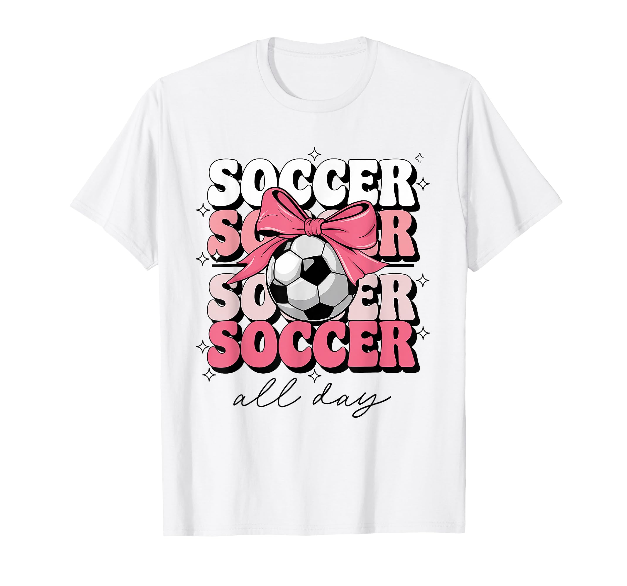 Groovy Soccer Coquette Bow Soccer T-Shirt - Fun Novelty Design for Adults - T-Shirt, Sweatshirt, Hoodie
