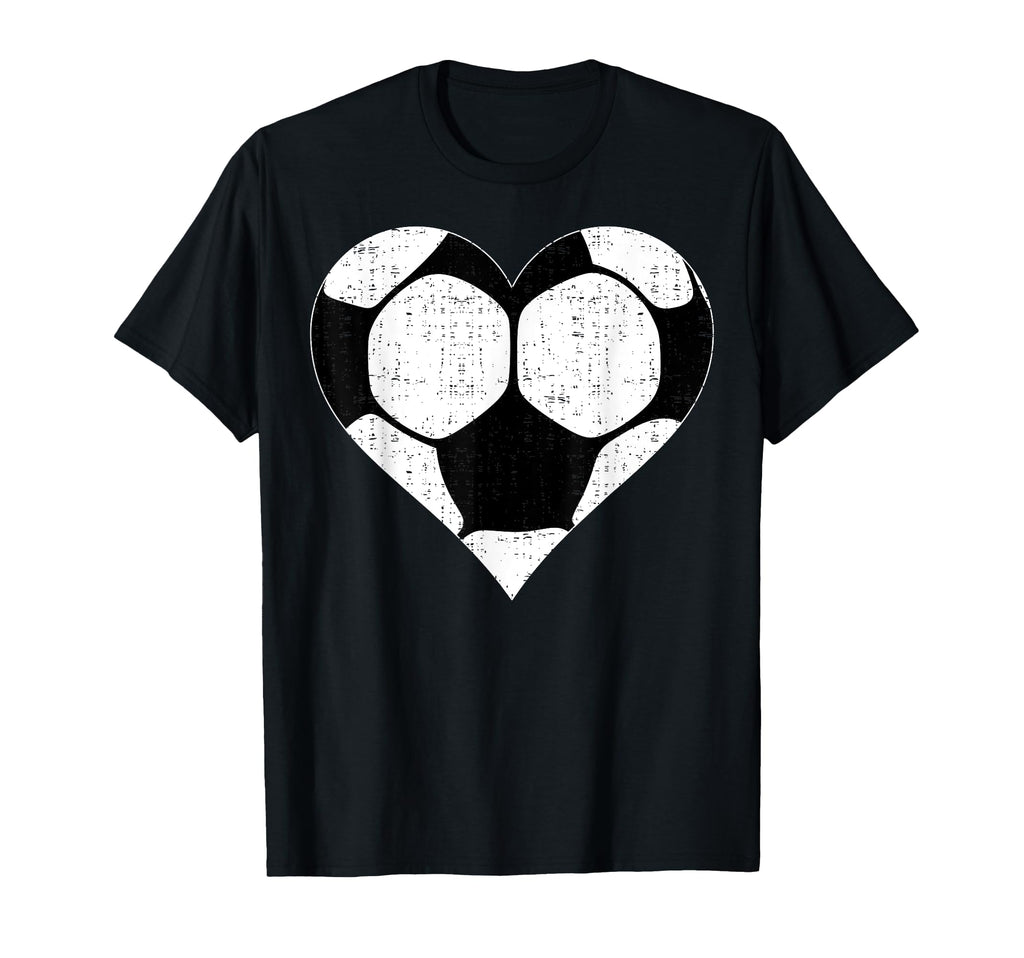 Black Soccer Ball Heart Shaped T-Shirt - Aesthetic Graphic for Adults - T-Shirt, Sweatshirt, Hoodie