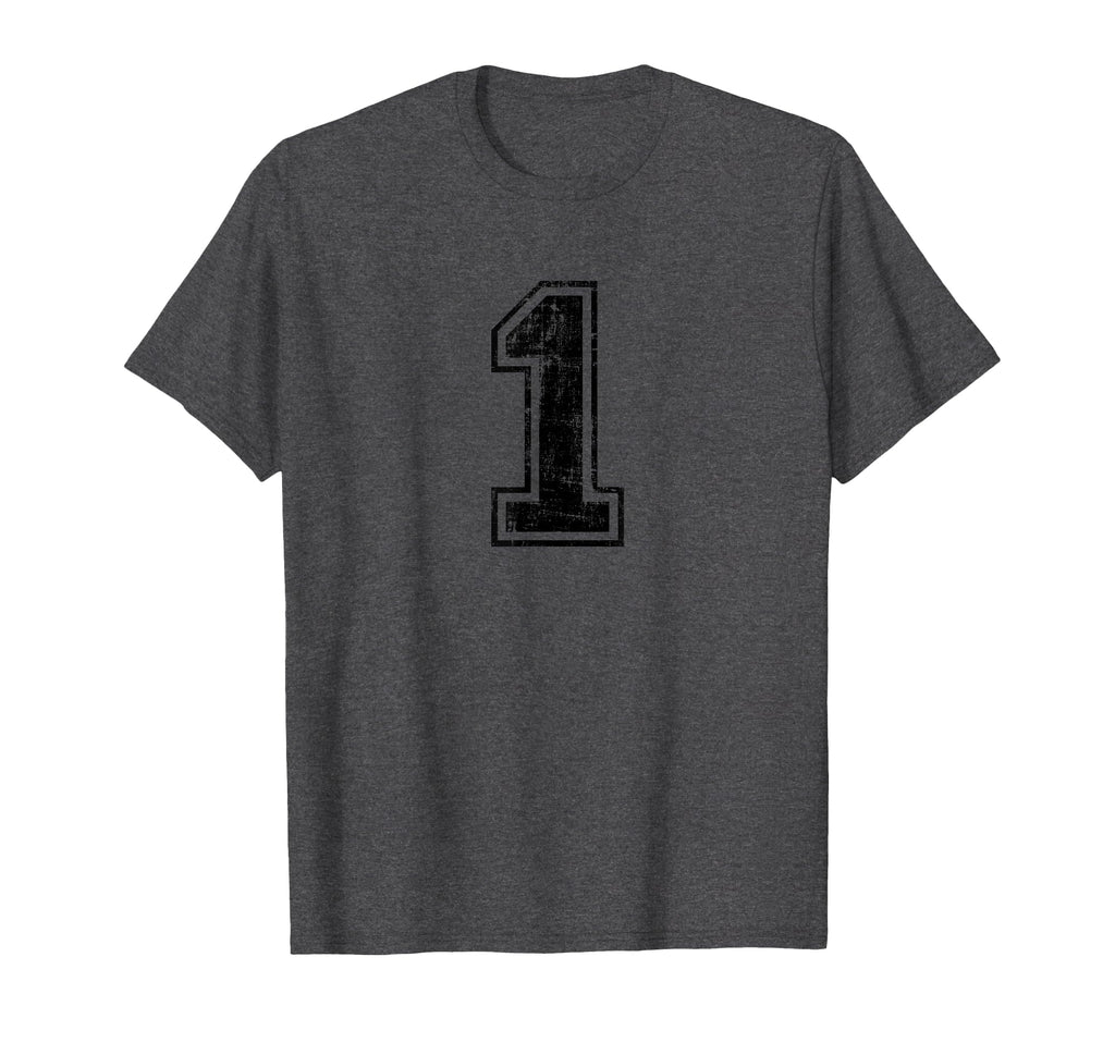 Number 1 One Varsity Distressed Sport T-Shirt - Novelty Apparel Men Women - T-Shirt, Sweatshirt, Hoodie