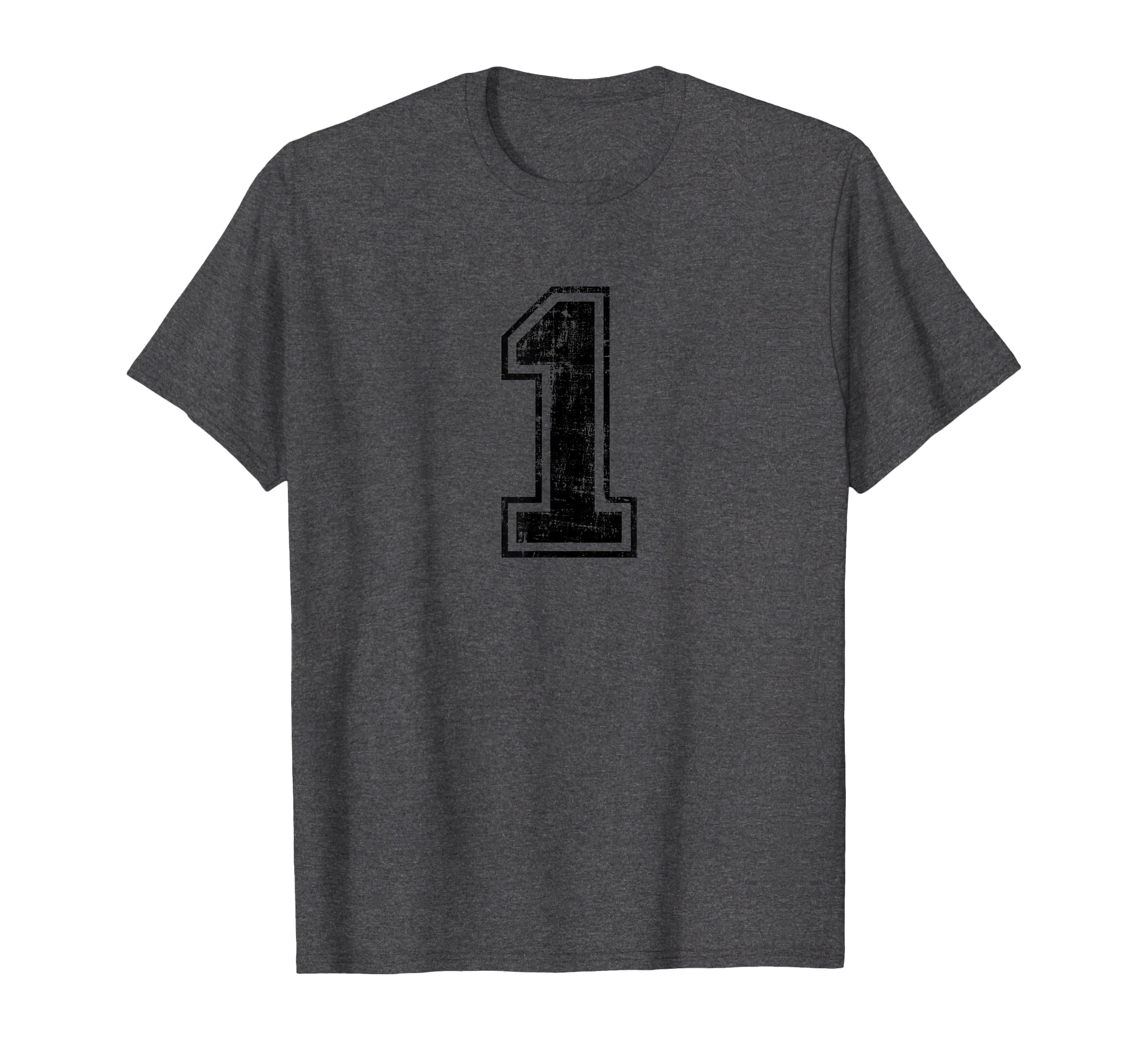 Number 1 One Varsity Distressed Sport T-Shirt - Novelty Apparel Men Women - T-Shirt, Sweatshirt, Hoodie
