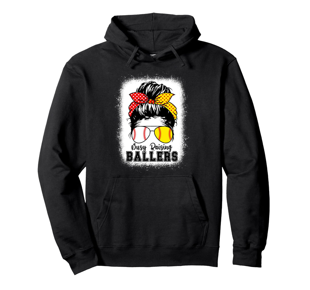Busy Raising Ballers Mom Both Baseball Hoodie - Unique Graphic Men Women - T-Shirt, Sweatshirt, Hoodie