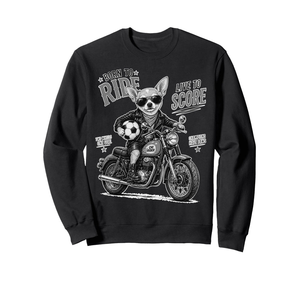 Chihuahua Motorbike Love Footbal Sweatshirt - Novelty Apparel for Adults - T-Shirt, Sweatshirt, Hoodie