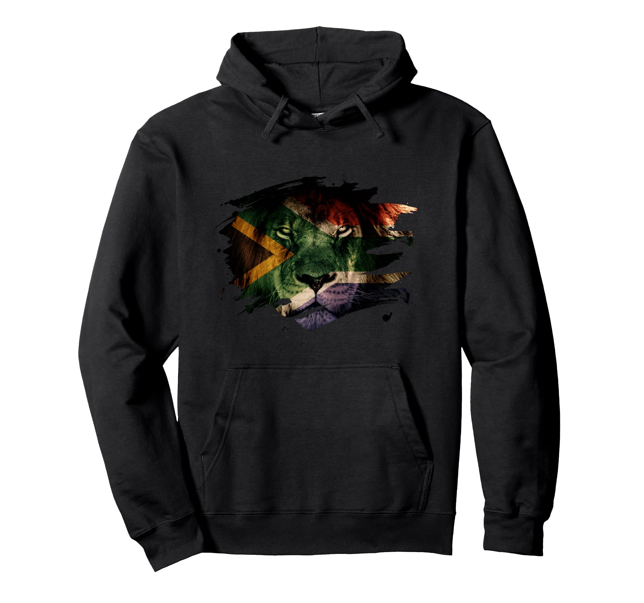 South Africa Flag Lion Picture African Hoodie - Novelty Apparel for Adults - T-Shirt, Sweatshirt, Hoodie
