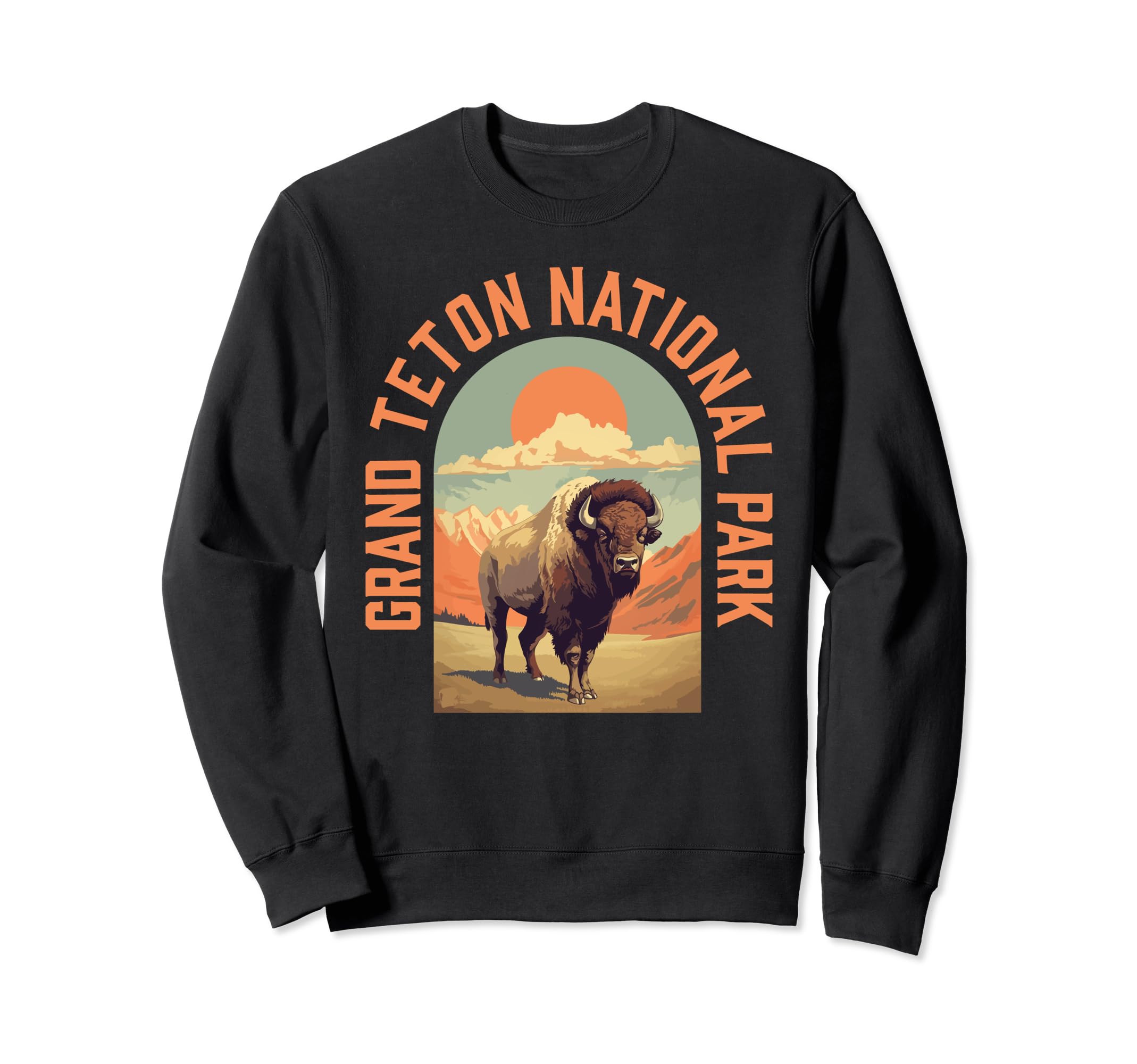 Grand Tetons National Park Bison Sweatshirt - Aesthetic Graphic for Adults - T-Shirt, Sweatshirt, Hoodie