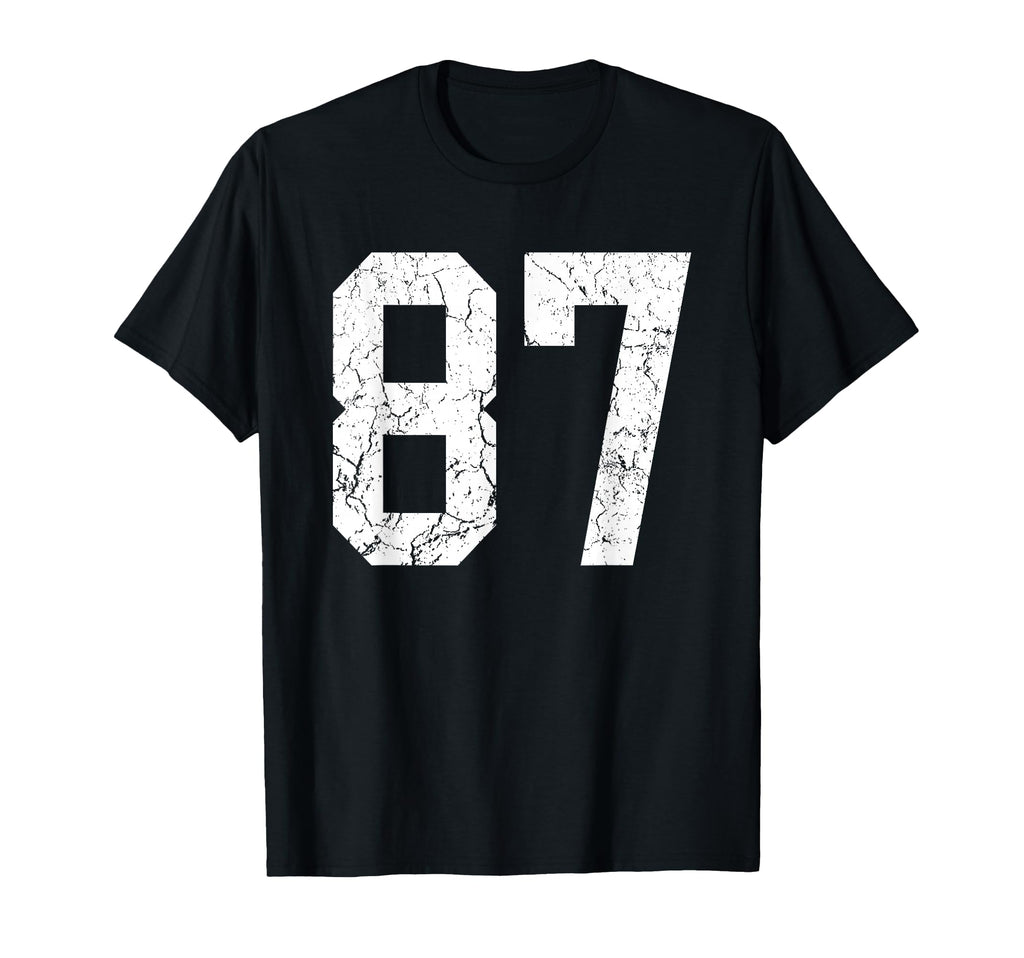 Distressed White Number 87 Jersey T-Shirt - Casual Everyday Wear Men Women - T-Shirt, Sweatshirt, Hoodie
