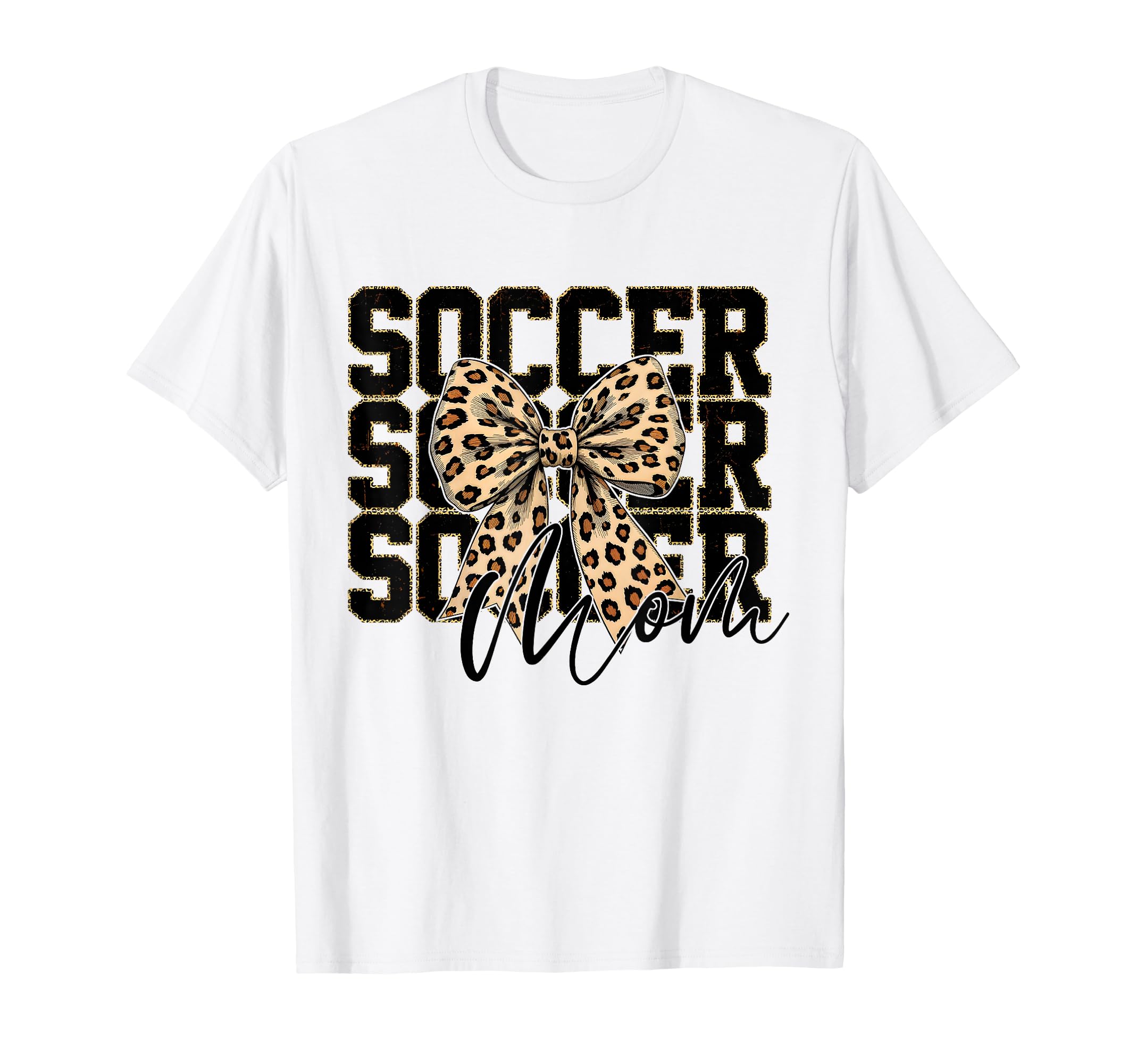 Soccer Mom Leopard Coquette Bow T-Shirt - Casual Everyday Wear for Adults - T-Shirt, Sweatshirt, Hoodie