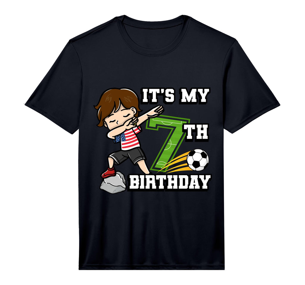 Soccer Its My 7Th Birthday American Flag T-Shirt - Graphic Print Unisex - T-Shirt, Sweatshirt, Hoodie