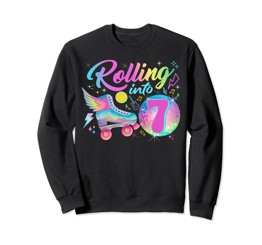 Roller Skates Birthday Disco Ball Sweatshirt - Minimalist Print for Adults - T-Shirt, Sweatshirt, Hoodie
