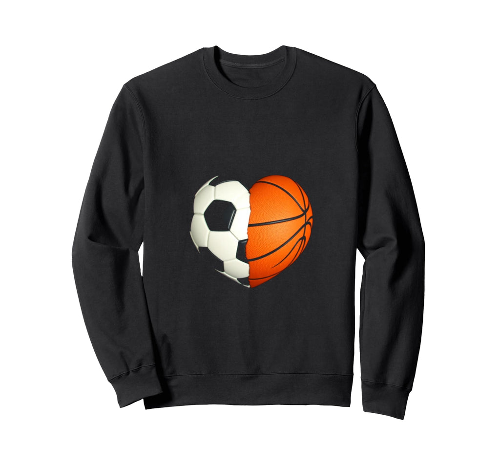 Split Heart Soccer Basketball Sweatshirt - Fun Novelty Design Unisex - T-Shirt, Sweatshirt, Hoodie