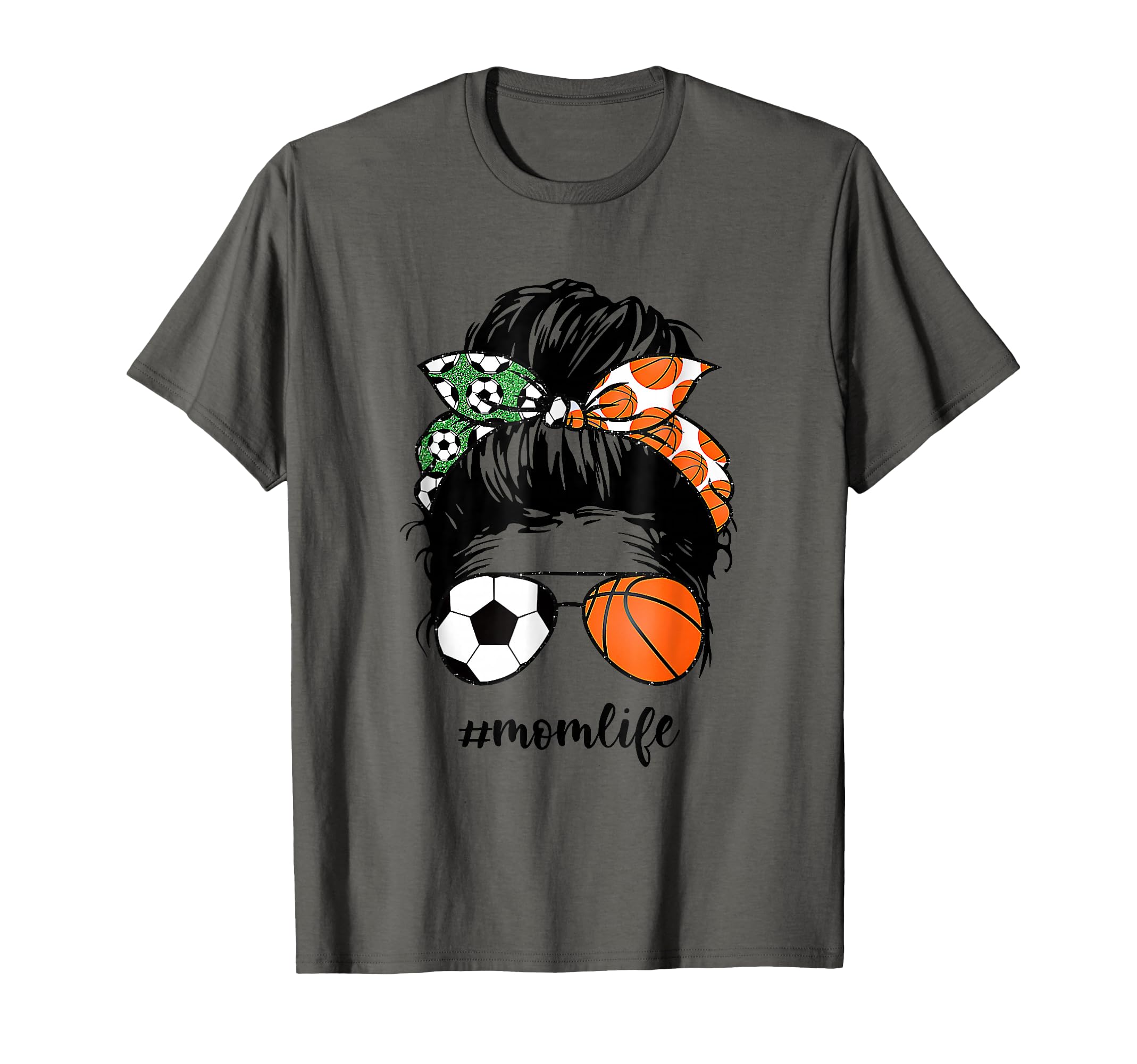 Mom Life Soccer And Basketball Messy T-Shirt - Unique Graphic Men Women - T-Shirt, Sweatshirt, Hoodie